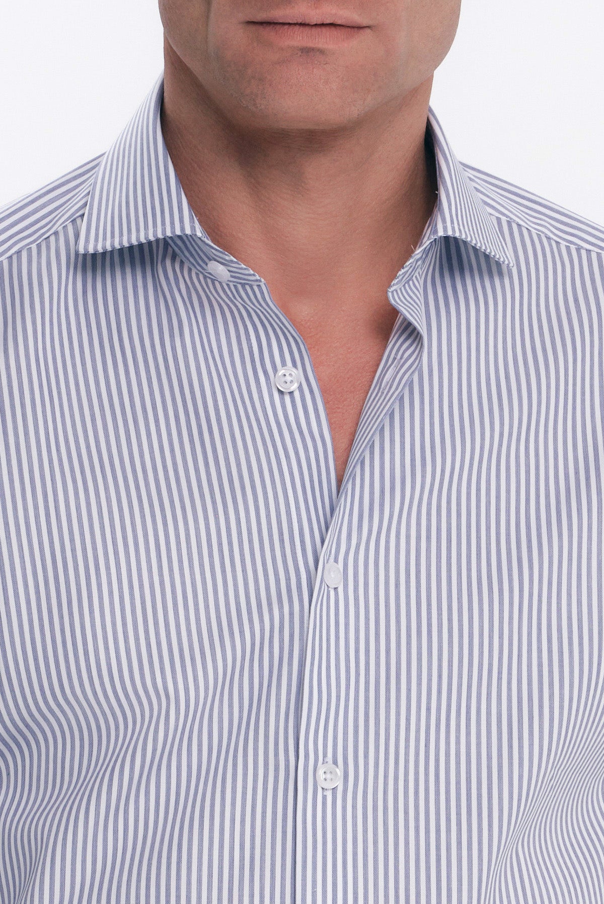 ΑΝΔΡΙΚΟ ΜΠΛΕ ΠΟΥΚΑΜΙΣΟ ΜΕ ΛΕΥΚΕΣ ΡΙΓΕΣ SLIM FIT PORTOBELLO'S ΜΕ REX ΓΙΑΚΑ