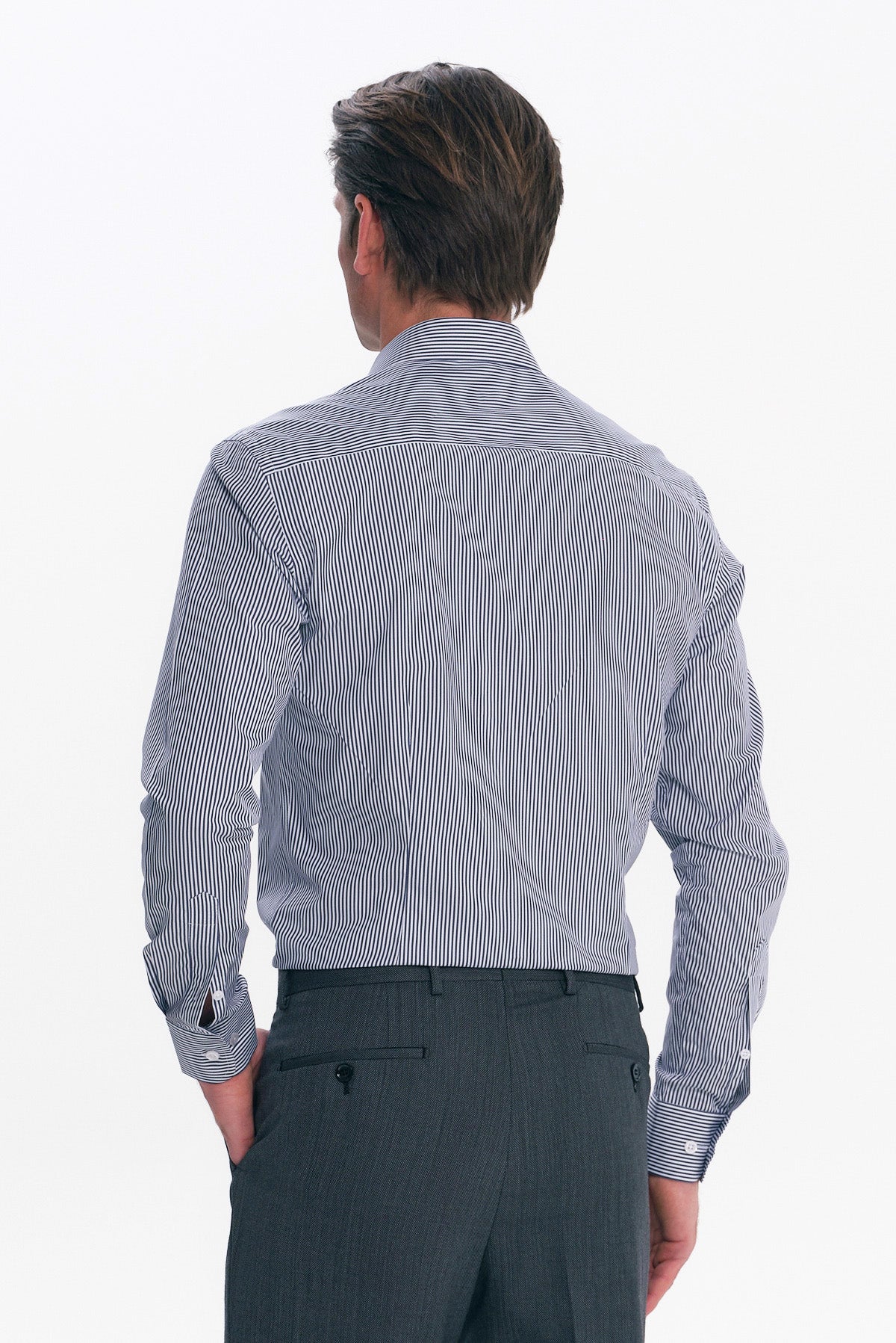 ΑΝΔΡΙΚΟ ΠΟΥΚΑΜΙΣΟ ΜΕ ΜΠΛΕ ΚΑΙ ΛΕΥΚΕΣ ΡΙΓΕΣ SLIM FIT PORTOBELLO'S ΚΑΙ REX ΓΙΑΚΑ