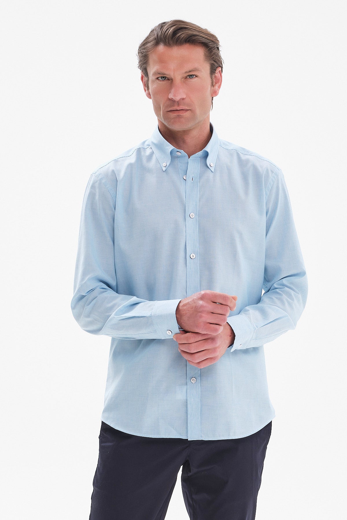 ΑΝΔΡΙΚΟ ΡΙΓΕ ΤΙΡΚΟΥΑΖ ΠΟΥΚΑΜΙΣΟ PORTOBELLO'S REGULAR FIT ΜΕ BUTTON DOWN ΓΙΑΚΑ