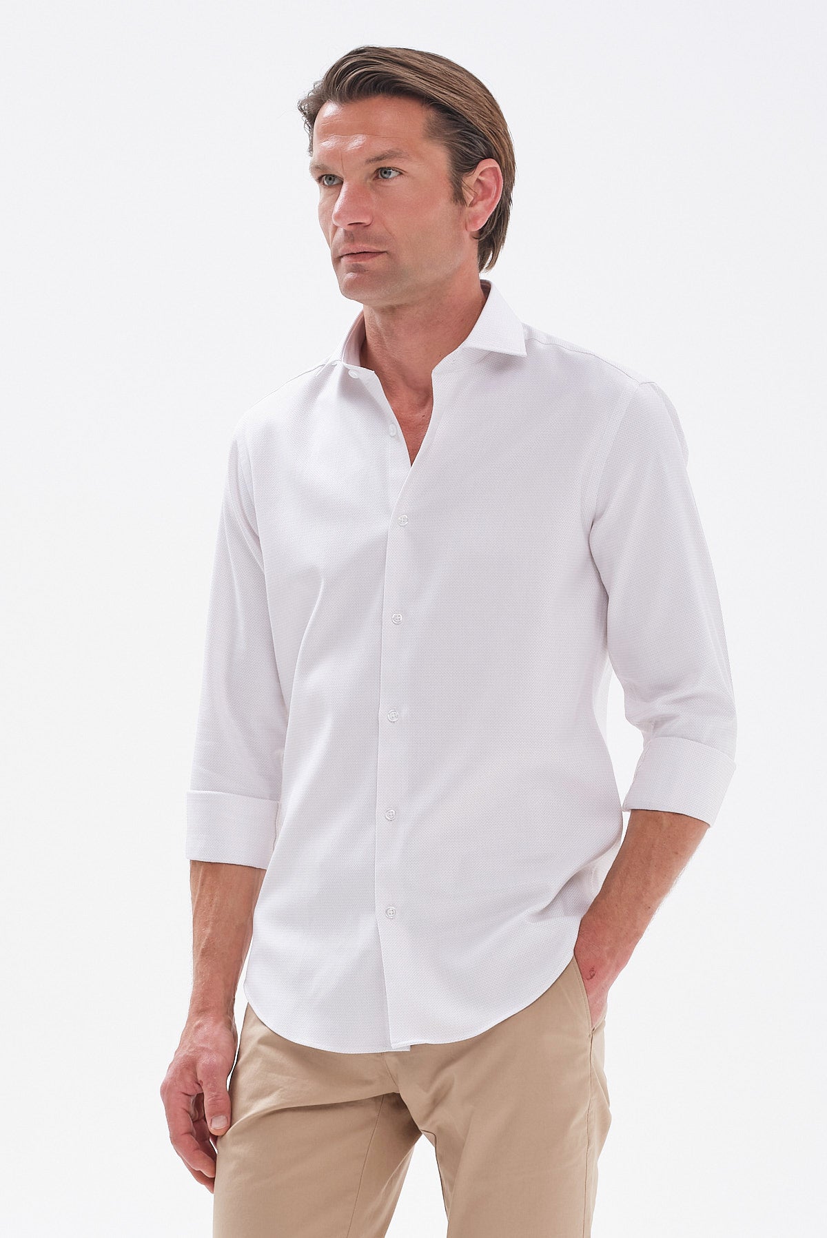 ΑΝΔΡΙΚΟ ΜΠΕΖ ΑΝΟΙΚΤΟ ΠΟΥΚΑΜΙΣΟ PORTOBELLO'S SLIM FIT ΜΕ REX ΓΙΑΚΑ