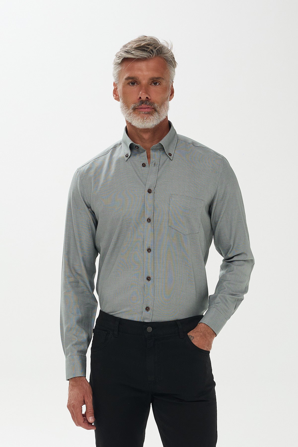 ΑΝΔΡΙΚΟ ΛΑΔΙ ΜΟΝΟΧΡΩΜΟ ΠΟΥΚΑΜΙΣΟ PORTOBELLO'S ΜΕ BUTTON DOWN ΓΙΑΚΑ REGULAR FIT