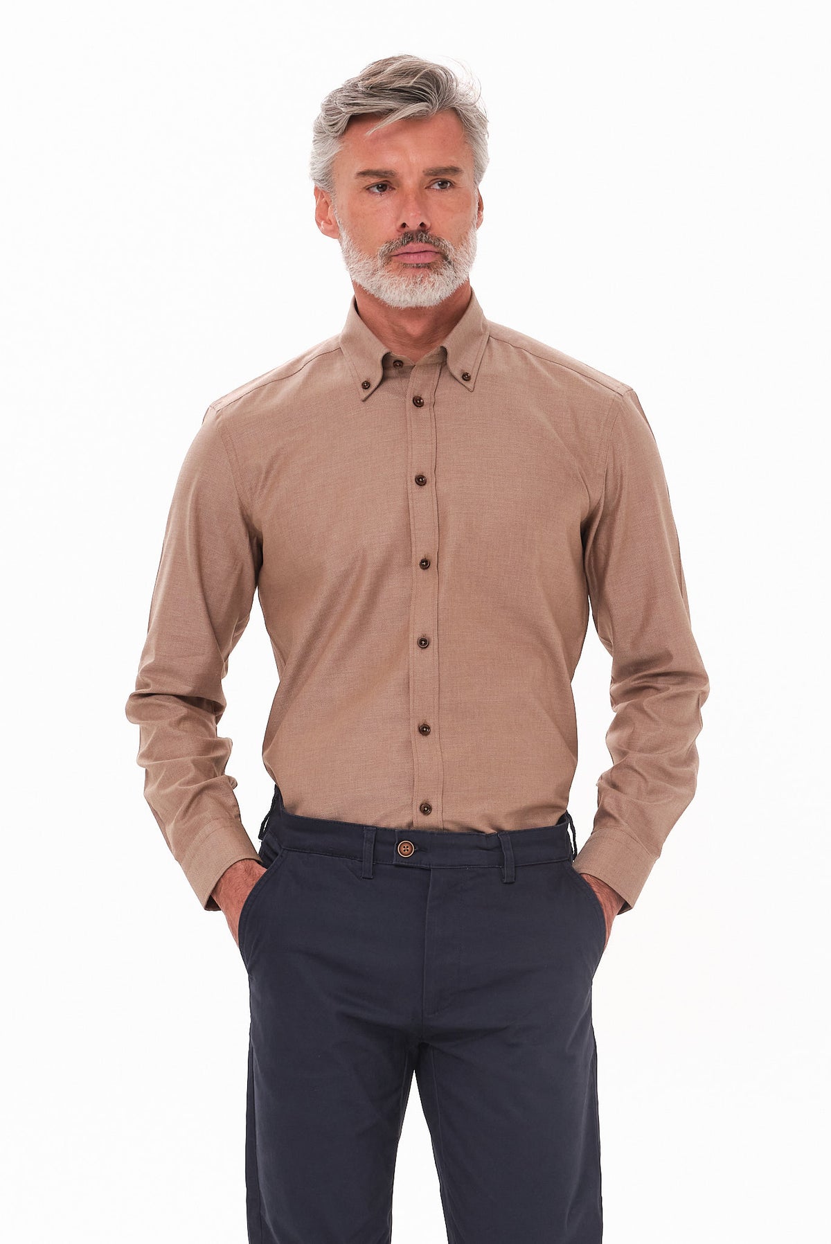 ΑΝΔΡΙΚΟ ΜΠΕΖ ΣΚΟΥΡΟ ΠΟΥΚΑΜΙΣΟ PORTOBELLO'S ME BUTTON DOWN ΓΙΑΚΑ REGULAR FIT
