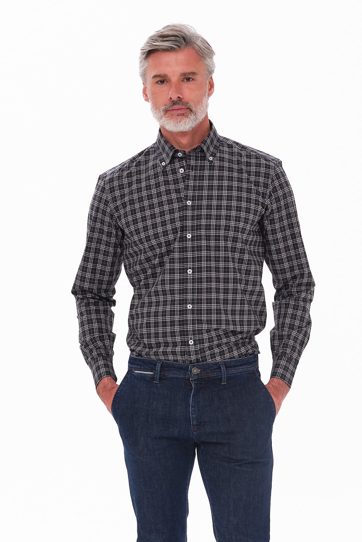 ΑΝΔΡΙΚΟ ΜΑΥΡΟ ΚΑΡΟ ΠΟΥΚΑΜΙΣΟ PORTOBELLO'S ME BUTTON DOWN ΓΙΑΚΑ REGULAR FIT