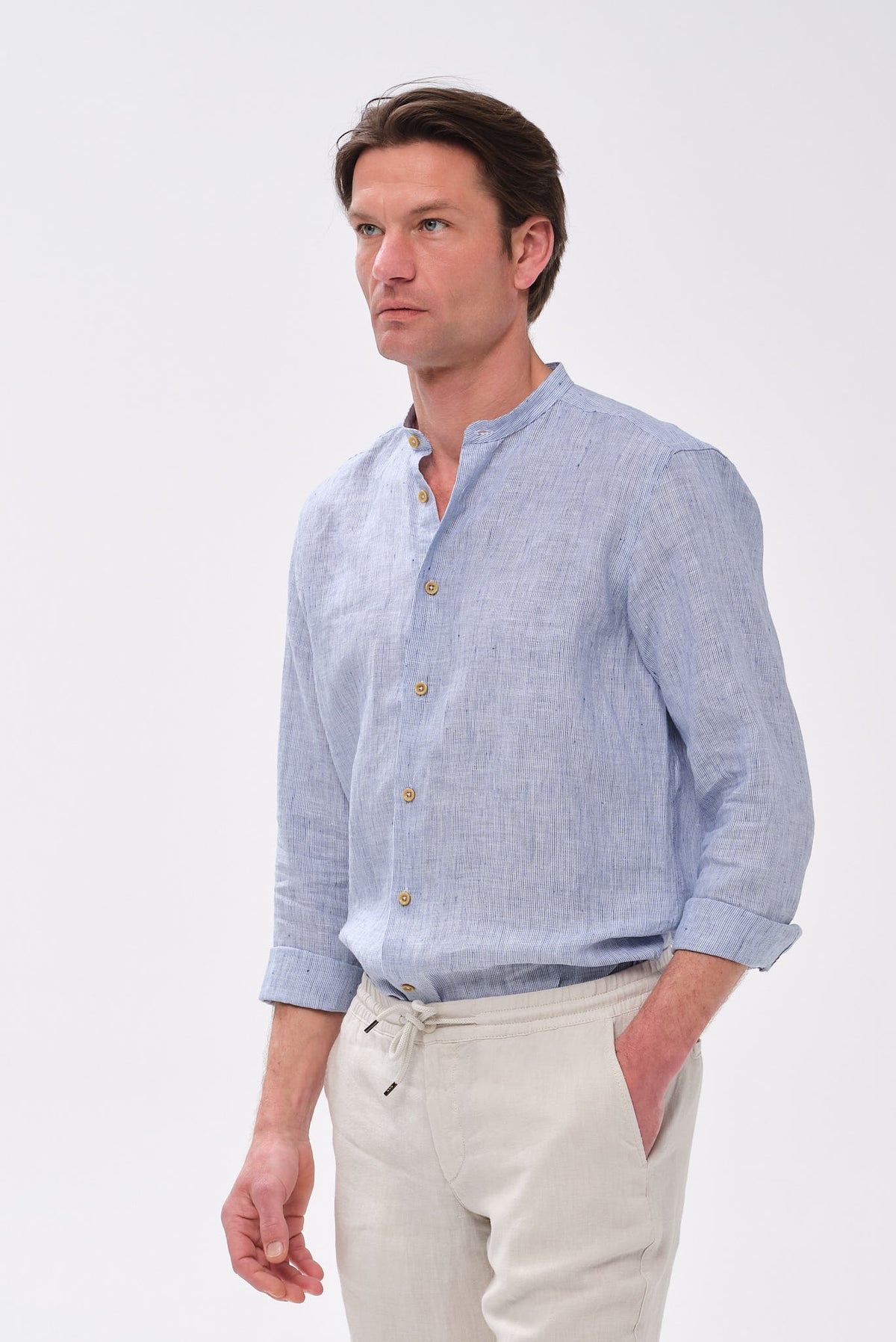 ΑΝΔΡΙΚΟ ΛΙΝΟ ΣΙΕΛ ΠΟΥΚΑΜΙΣΟ PORTOBELLO'S ME ΜΑΟ ΓΙΑΚΑ MODERN FIT