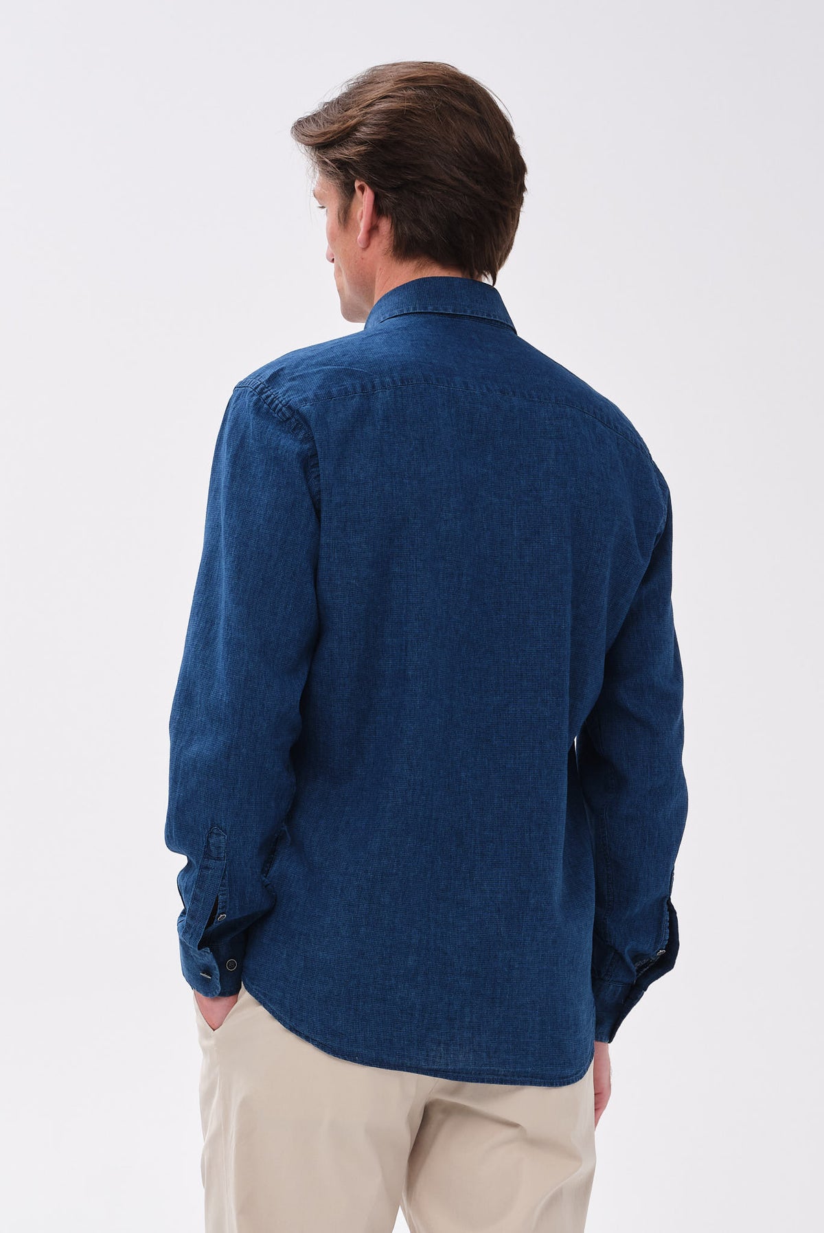 ΑΝΔΡΙΚΟ ΛΙΝΟΒΑΜΒΑΚΟ ΜΠΛΕ JEAN ΠΟΥΚΑΜΙΣΟ PORTOBELLO'S ΜΕ BUTTON DOWN ΓΙΑΚΑ REGULAR FIT