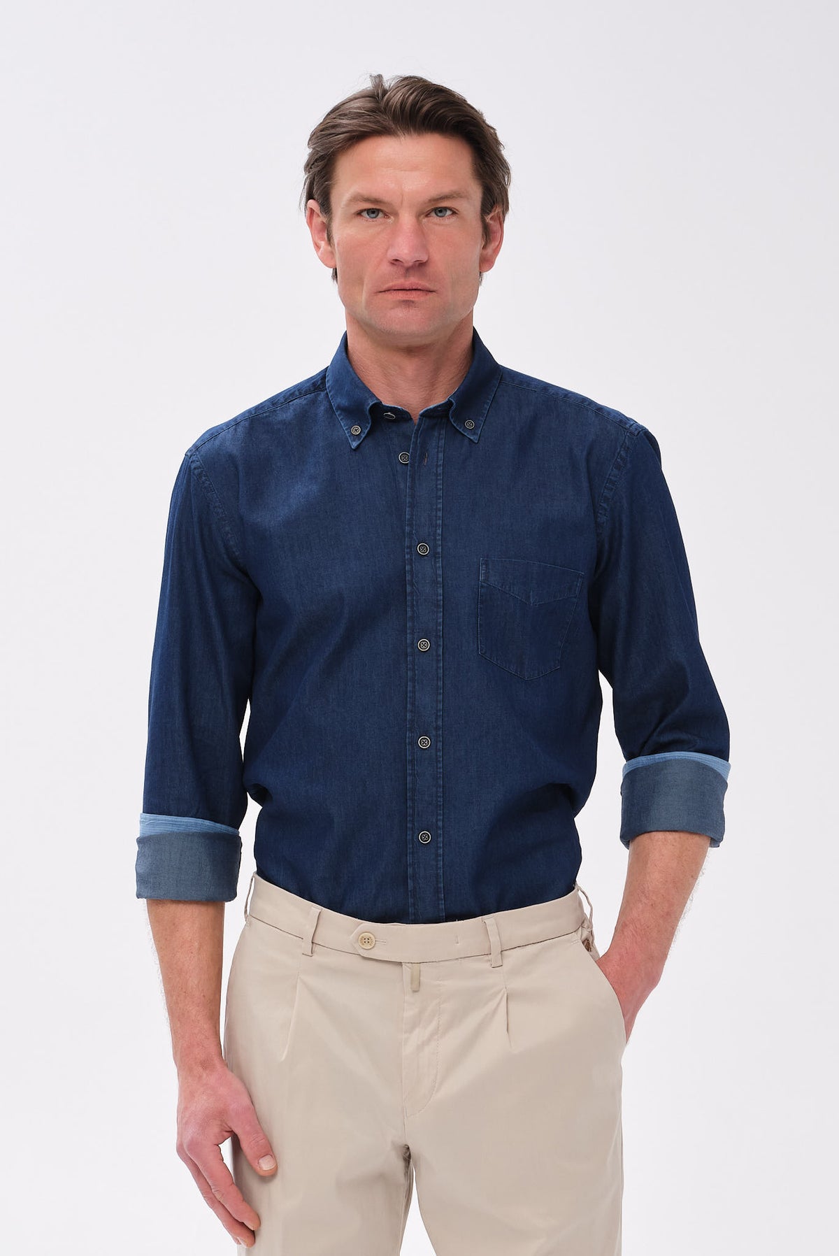 ΑΝΔΡΙΚΟ JEAN ΠΟΥΚΑΜΙΣΟ PORTOBELLO'S ΜΕ BUTTON DOWN ΓΙΑΚΑ REGULAR FIT