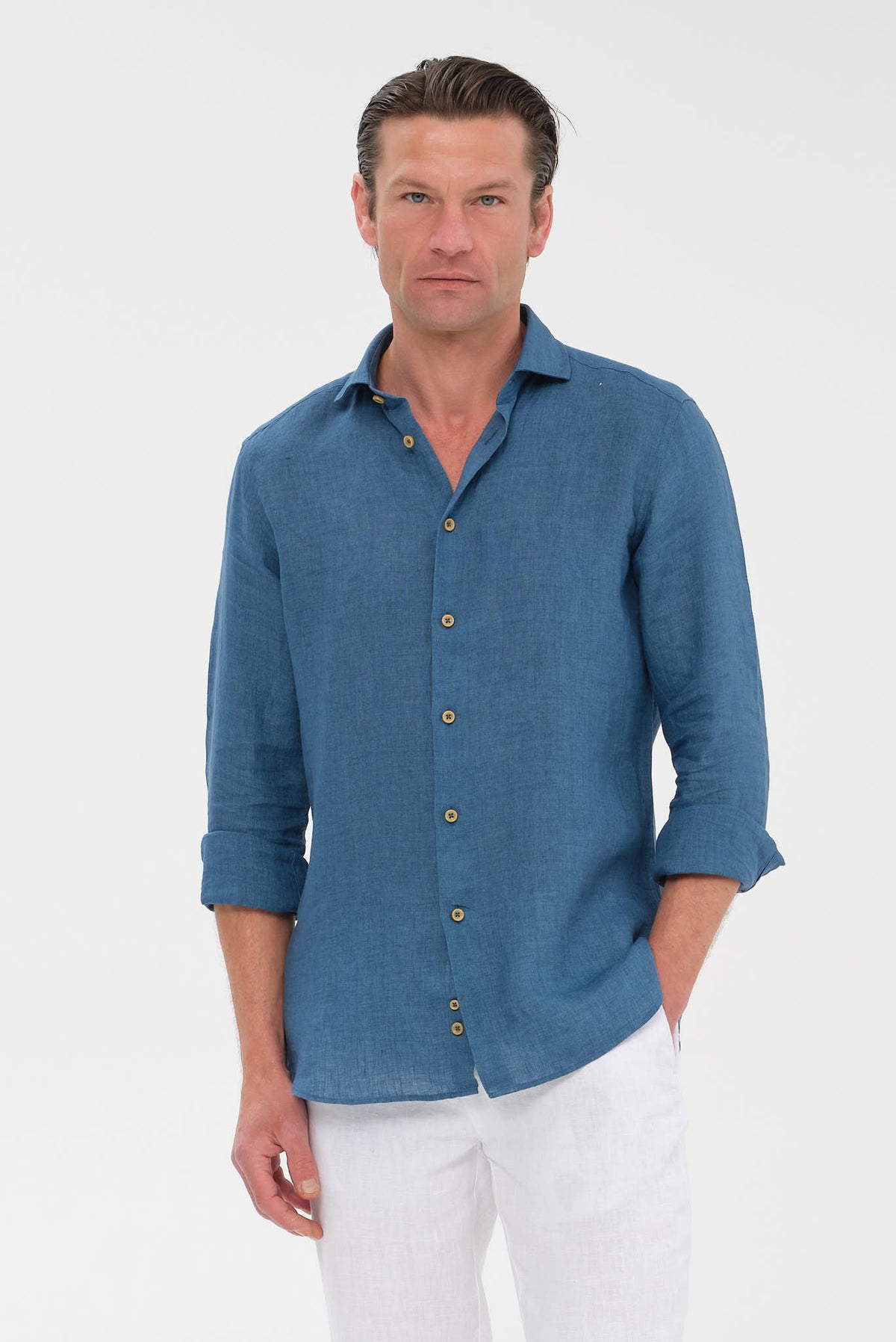 ΑΝΔΡΙΚΟ ΛΙΝΟ ΠΕΤΡΟΛ ΠΟΥΚΑΜΙΣΟ PORTOBELLO'S ME REX ΓΙΑΚΑ MODERN FIT