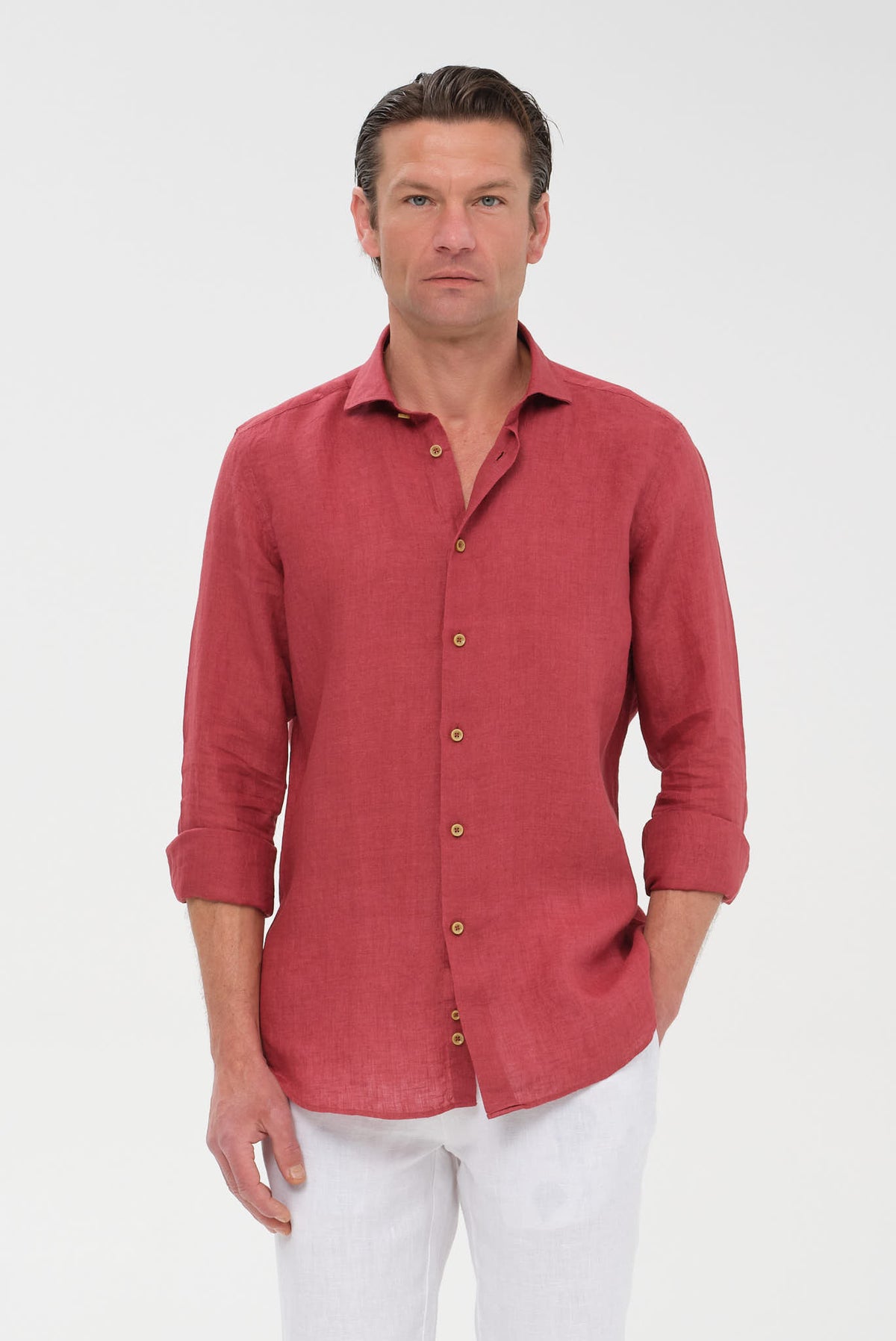 ΑΝΔΡΙΚΟ ΛΙΝΟ ΜΠΟΡΝΤΟ ΠΟΥΚΑΜΙΣΟ PORTOBELLO'S ME REX ΓΙΑΚΑ MODERN FIT