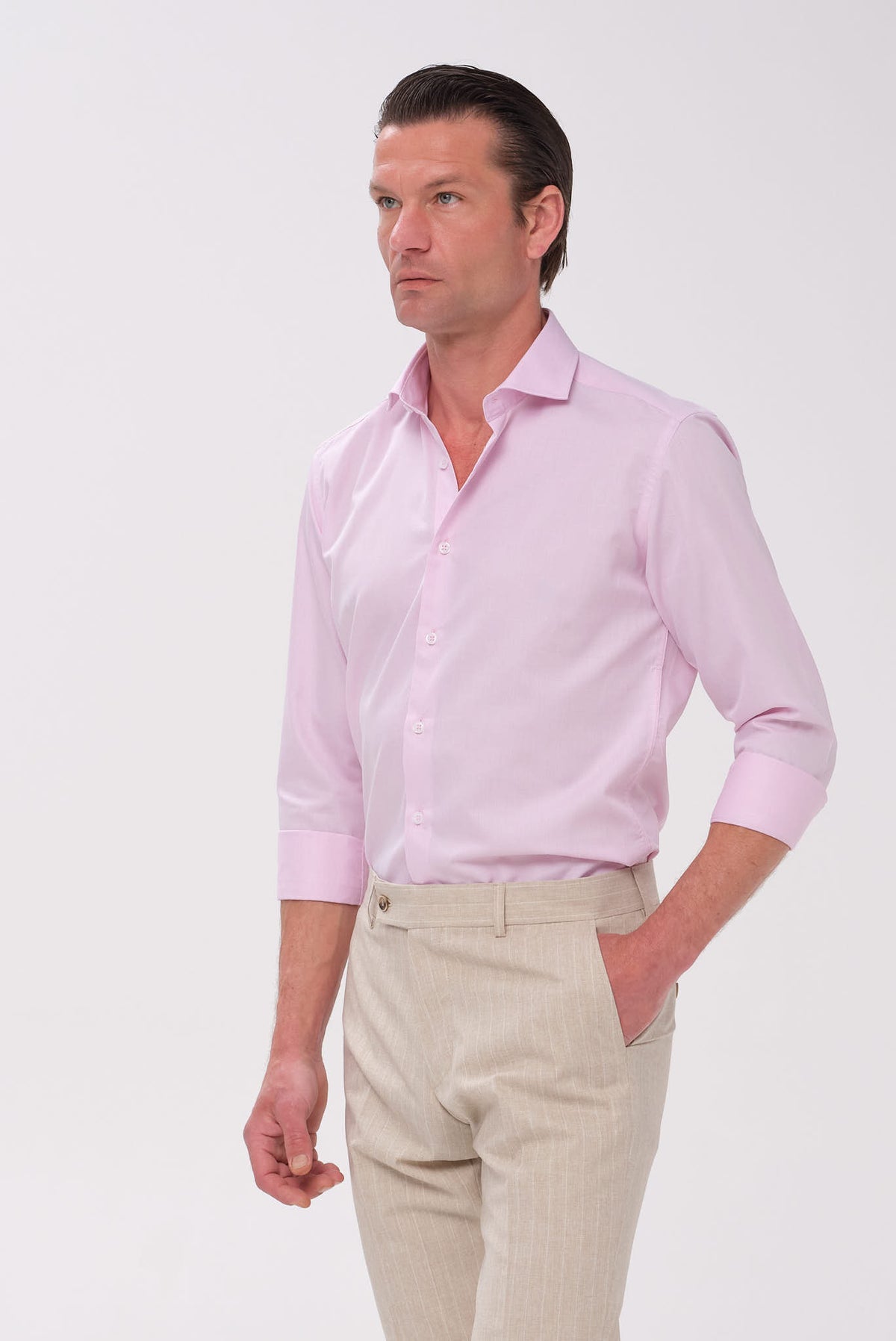 ΑΝΔΡΙΚΟ ΠΟΥΚΑΜΙΣΟ PORTOBELLO'S ΣΕ ΡΟΖ ΧΡΩΜΑ ΜΕ REX ΓΙΑΚΑ SLIM FIT