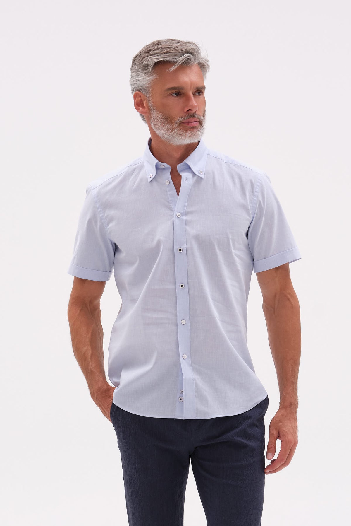 ΑΝΔΡΙΚΟ ΣΙΕΛ ΚΟΝΤΟΜΑΝΙΚΟ ΠΟΥΚΑΜΙΣΟ PORTOBELLO'S ΜΕ BUTTON DOWN ΓΙΑΚΑ REGULAR FIT