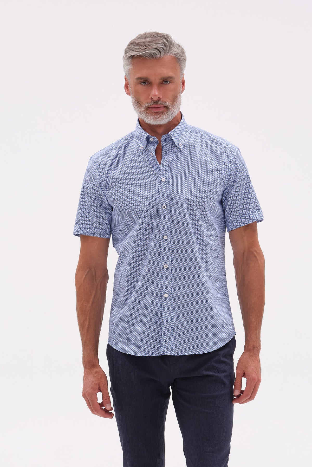 ΑΝΔΡΙΚΟ ΡΑΦ ΚΟΝΤΟΜΑΝΙΚΟ ΠΟΥΚΑΜΙΣΟ PORTOBELLO'S ΜΕ BUTTON DOWN ΓΙΑΚΑ ΚΑΙ ΜΙΡΚΟΣΧΕΔΙΟ REGULAR FIT
