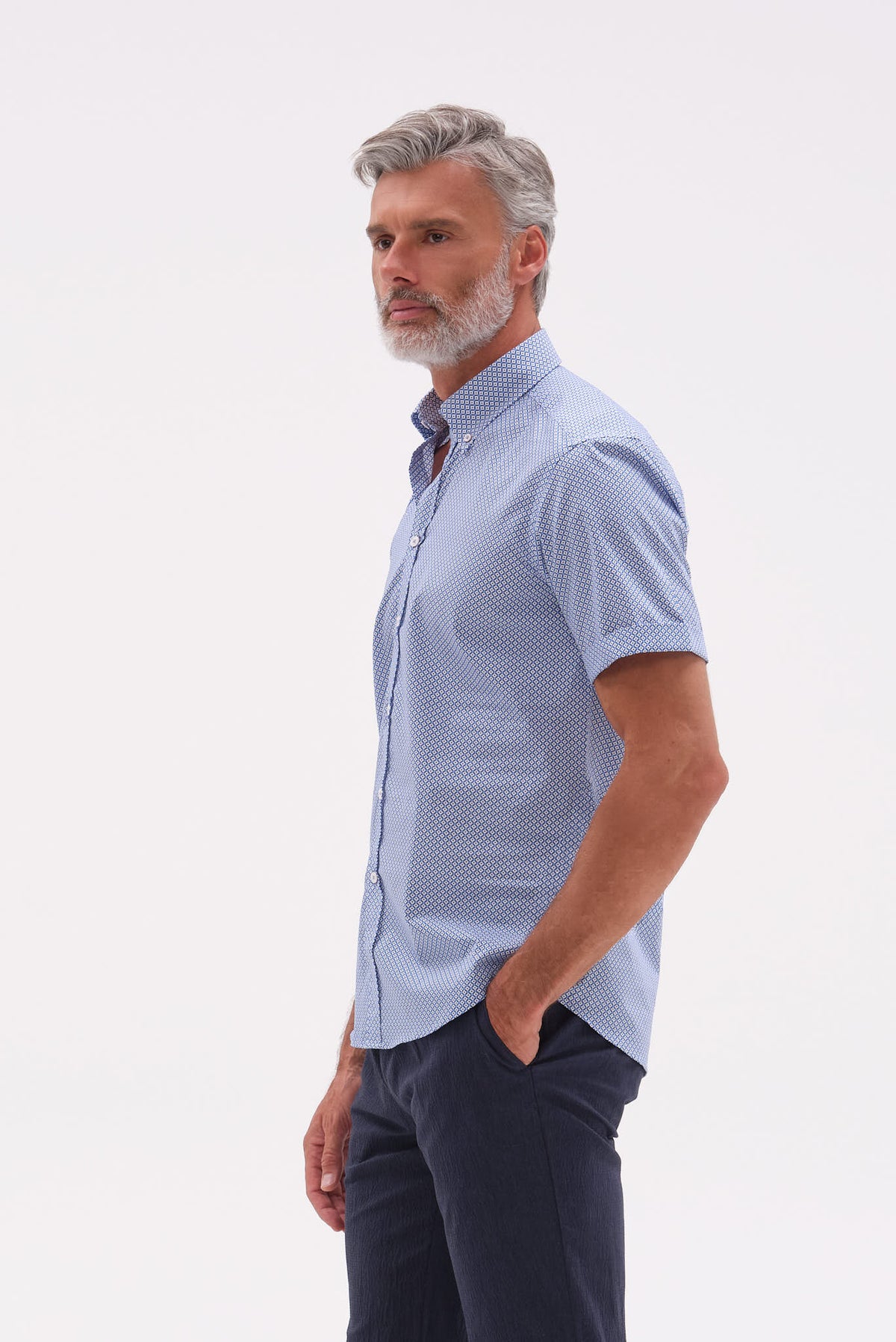 ΑΝΔΡΙΚΟ ΡΑΦ ΚΟΝΤΟΜΑΝΙΚΟ ΠΟΥΚΑΜΙΣΟ PORTOBELLO'S ΜΕ BUTTON DOWN ΓΙΑΚΑ ΚΑΙ ΜΙΡΚΟΣΧΕΔΙΟ REGULAR FIT