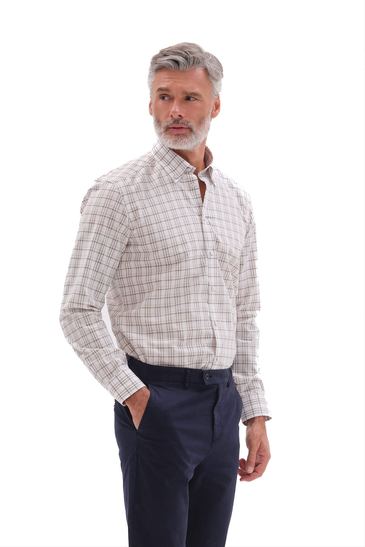 ΑΝΔΡΙΚΟ ΚΑΡΟ ΜΠΕΖ ΣΚΟΥΡΟ ΠΟΥΚΑΜΙΣΟ PORTOBELLO'S ΜΕ BUTTON DOWN ΓΙΑΚΑ REGULAR FIT