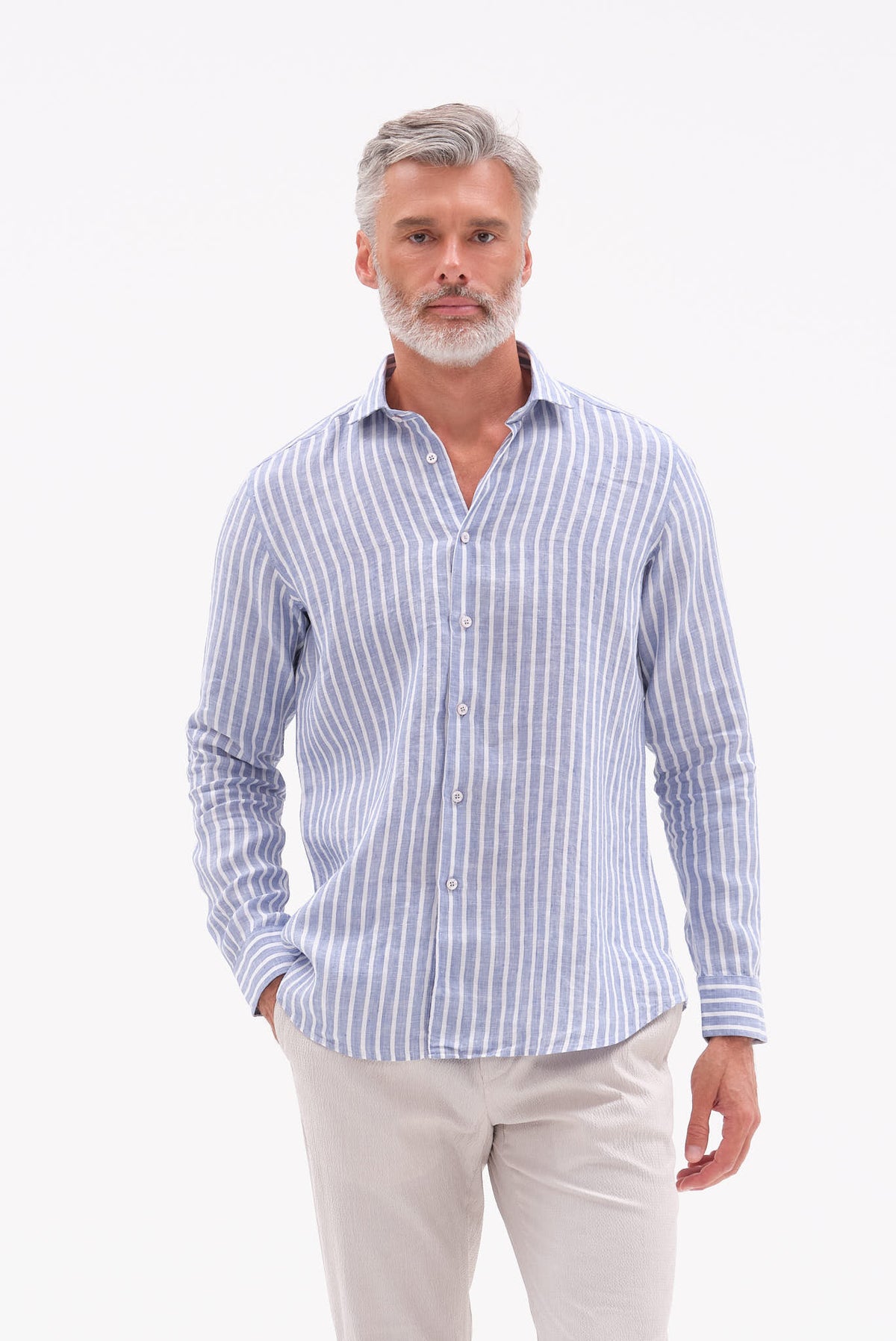 ΑΝΔΡΙΚΟ ΛΙΝΟ ΡΙΓΕ ΣΙΕΛ ΠΟΥΚΑΜΙΣΟ PORTOBELLO'S ME REX ΓΙΑΚΑ MODERN FIT