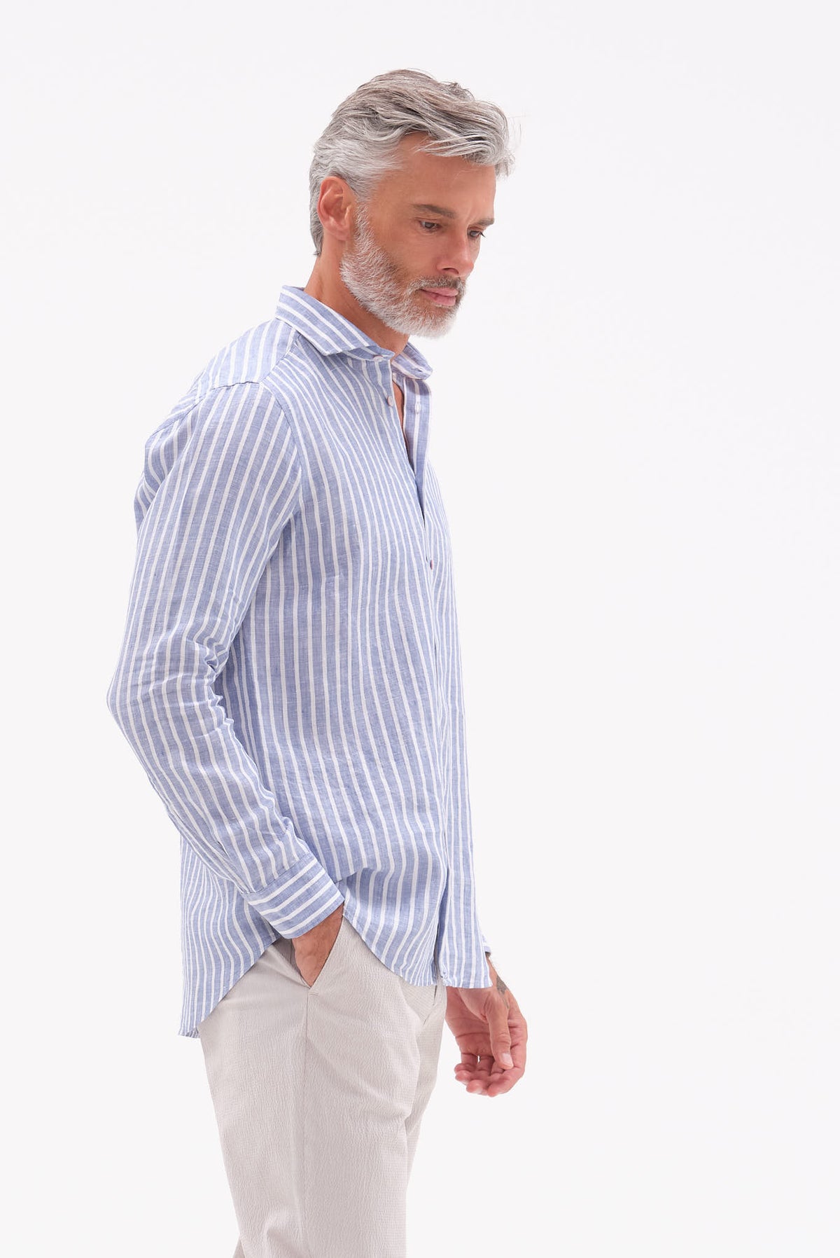 ΑΝΔΡΙΚΟ ΛΙΝΟ ΡΙΓΕ ΣΙΕΛ ΠΟΥΚΑΜΙΣΟ PORTOBELLO'S ME REX ΓΙΑΚΑ MODERN FIT
