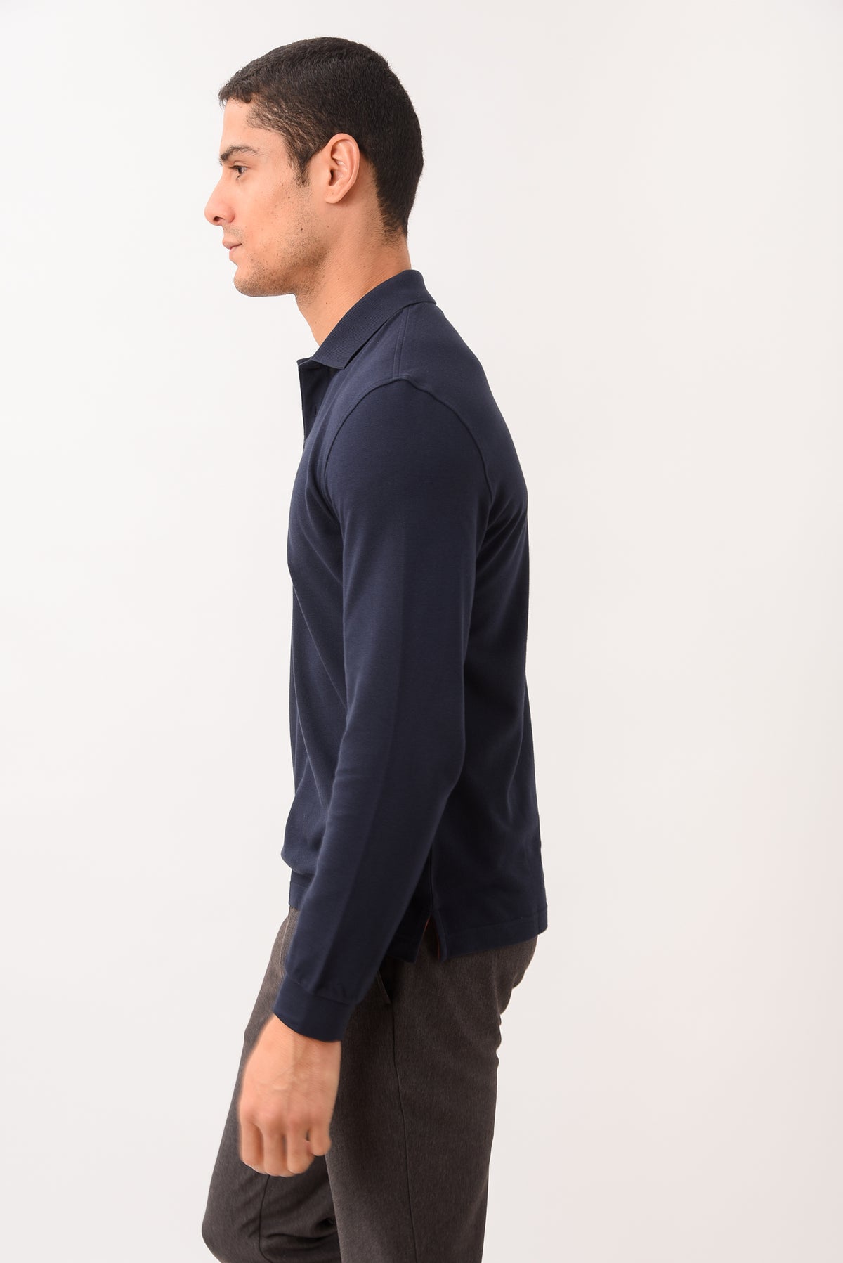 ΑΝΔΡΙΚΟ ΜΑΚΡΥΜΑΝΙΚΟ POLO PORTOBELLO'S ΣΕ ΜΠΛΕ ΣΚΟΥΡΟ ΧΡΩΜΑ REGULAR FIT