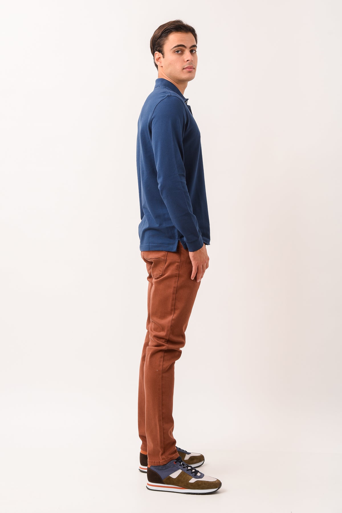 ΑΝΔΡΙΚΟ ΜΑΚΡΥΜΑΝΙΚΟ POLO PORTOBELLO'S ΣΕ ΜΠΛΕ ΡΑΦ ΧΡΩΜΑ REGULAR FIT