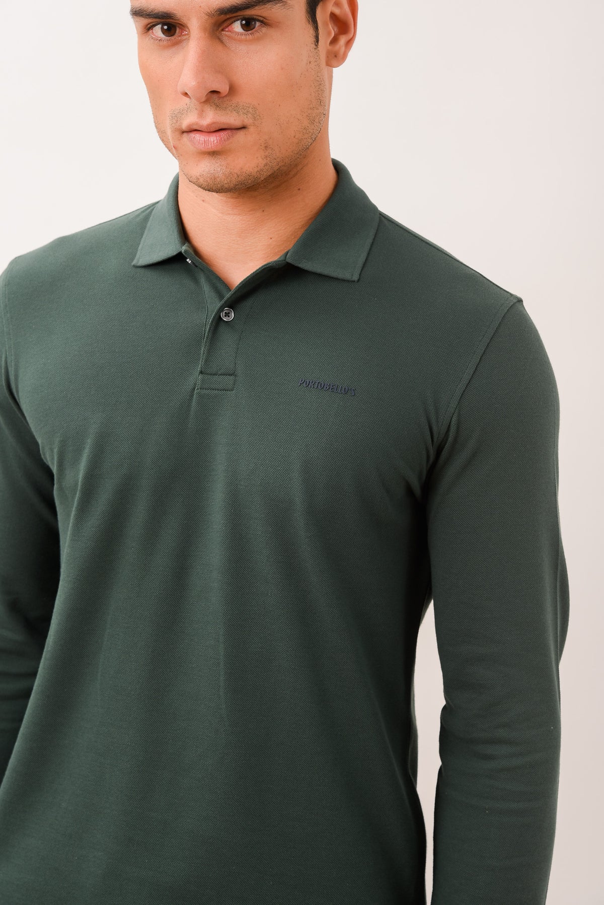 ΑΝΔΡΙΚΟ ΜΑΚΡΥΜΑΝΙΚΟ POLO PORTOBELLO'S ΣΕ ΠΡΑΣΙΝΟ ΧΡΩΜΑ REGULAR FIT