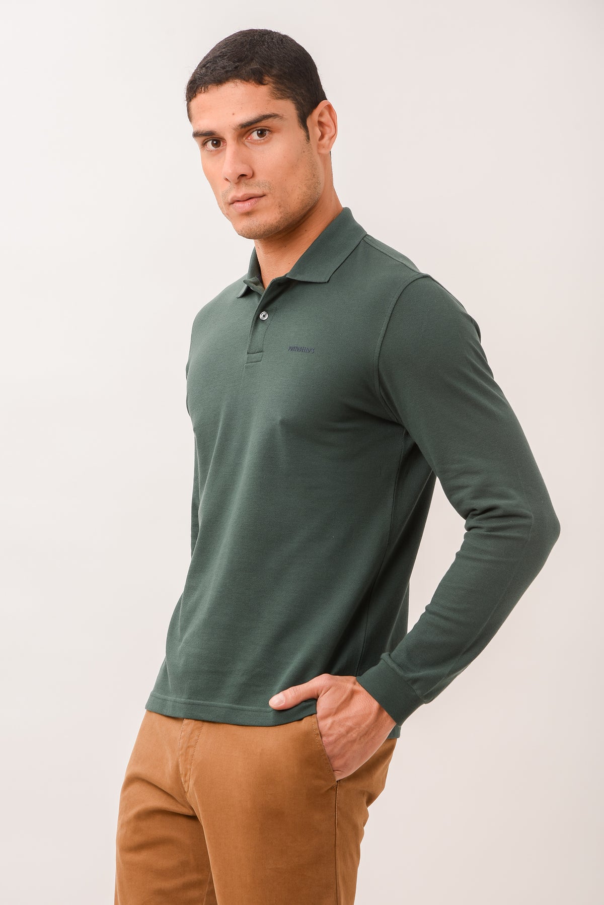 ΑΝΔΡΙΚΟ ΜΑΚΡΥΜΑΝΙΚΟ POLO PORTOBELLO'S ΣΕ ΠΡΑΣΙΝΟ ΧΡΩΜΑ REGULAR FIT