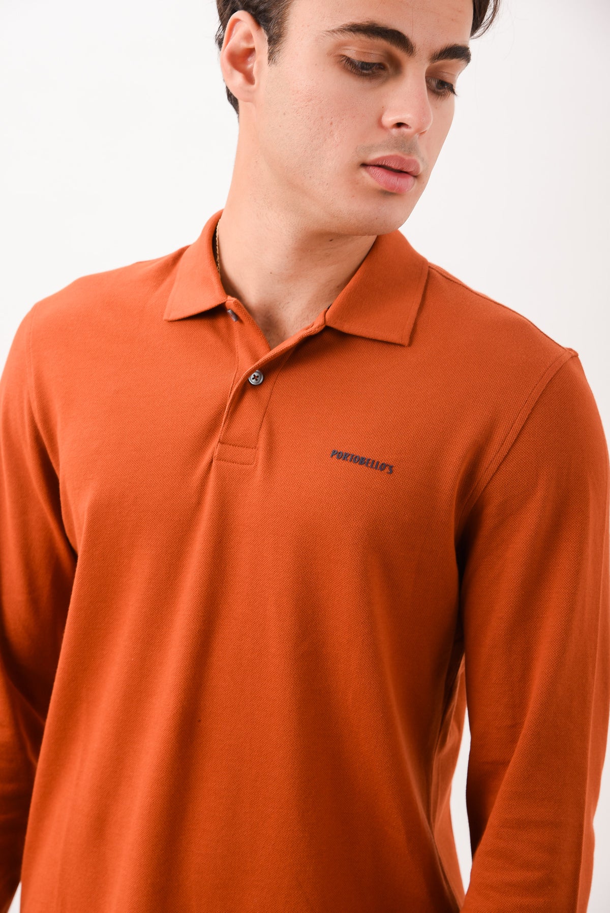 ΑΝΔΡΙΚΟ ΜΑΚΡΥΜΑΝΙΚΟ POLO PORTOBELLO'S ΣΕ ΚΕΡΑΜΙΔΙ ΧΡΩΜΑ REGULAR FIT