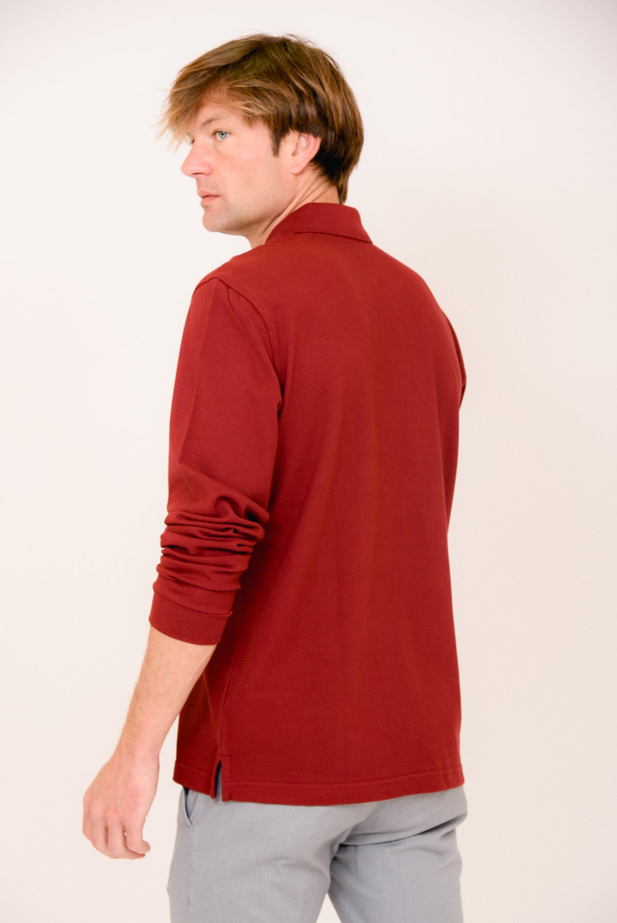 ΑΝΔΡΙΚΟ ΜΑΚΡΥΜΑΝΙΚΟ POLO PORTOBELLO'S ΣΕ ΜΠΟΡΝΤΟ ΧΡΩΜΑ REGULAR FIT