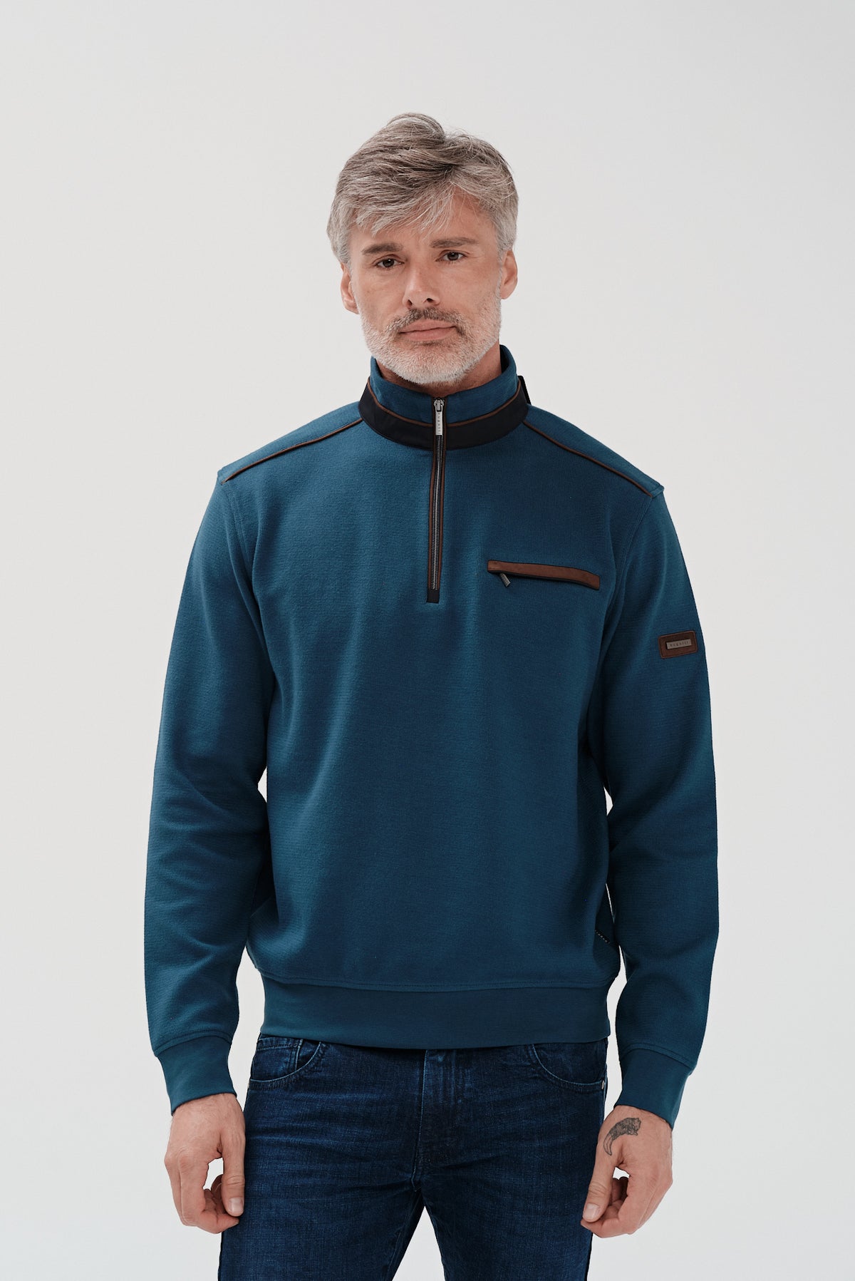 ΑΝΔΡΙΚΟ ΠΕΤΡΟΛ ΠΟΥΛΟΒΕΡ LUPETTO ZIP BUGATTI REGULAR FIT