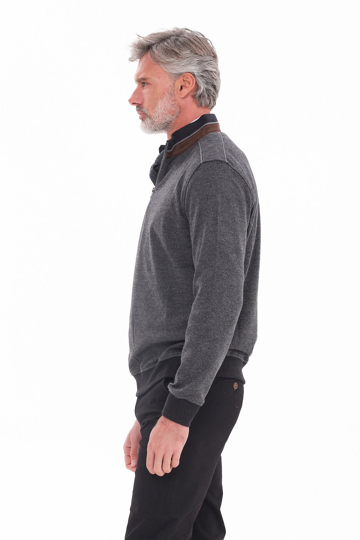 ΑΝΔΡΙΚΟ ΠΟΥΛΟΒΕΡ LUPETTO ZIP PORTOBELLO'S ΣΤΟ ΧΡΩΜΑ ΤΟΥ ΓΡΑΦΙΤΗ REGULAR FIT