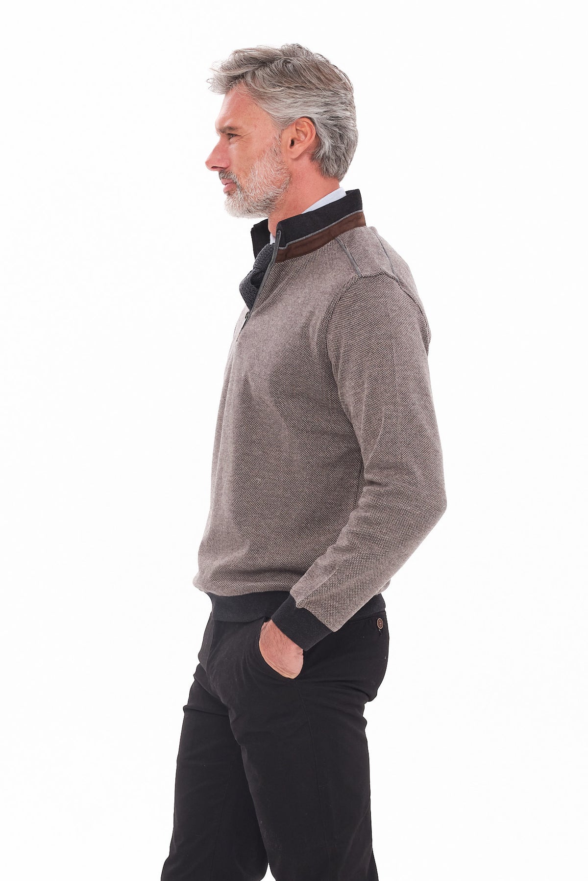 ΑΝΔΡΙΚΟ ΣΚΟΥΡΟ ΜΠΕΖ ΠΟΥΛΟΒΕΡ LUPETTO ZIP PORTOBELLO'S REGULAR FIT