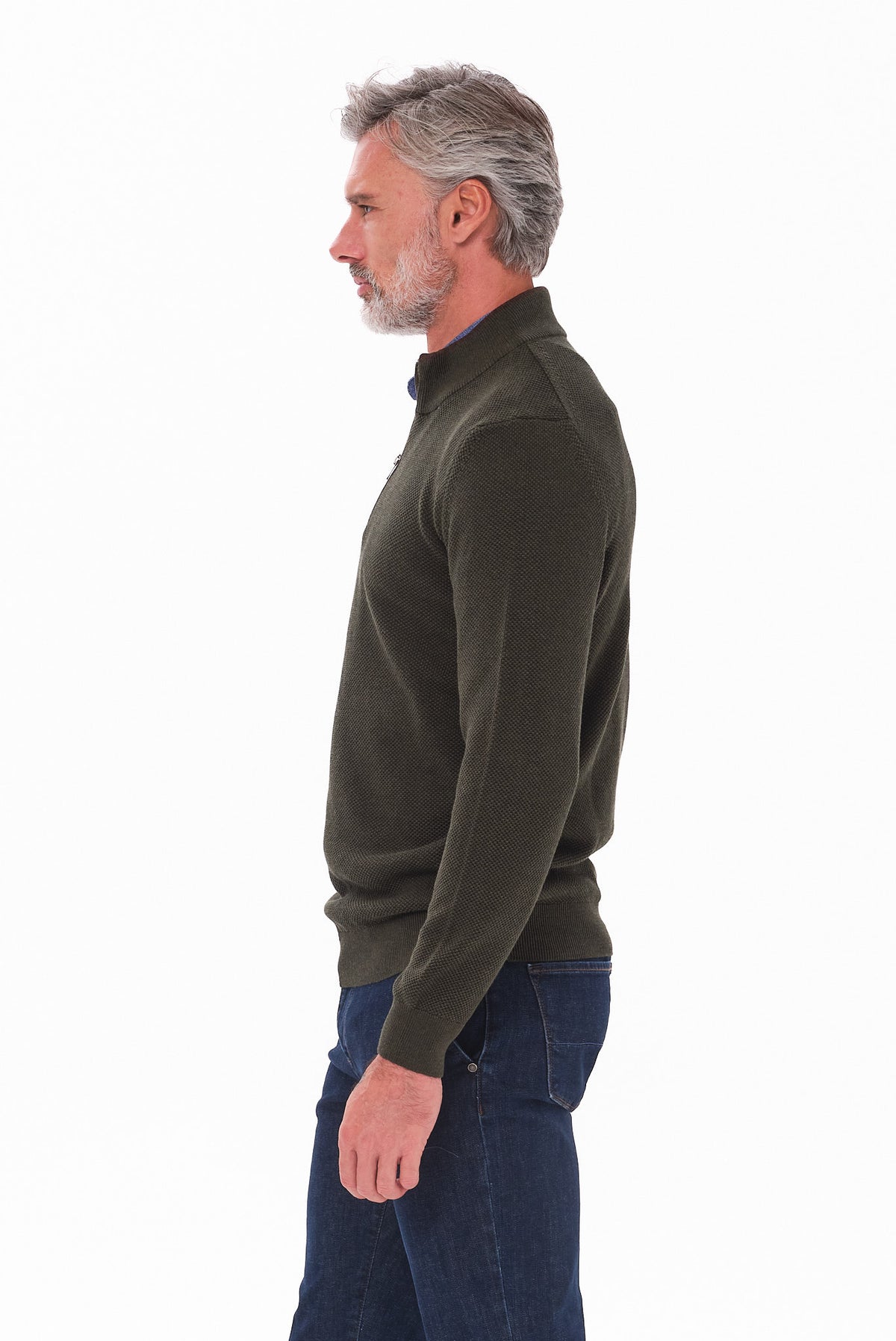 ΑΝΔΡΙΚΟ ΠΟΥΛΟΒΕΡ LUPETTO ZIP PORTOBELLO'S ΣΕ ΛΑΔΙ ΧΡΩΜΑ REGULAR FIT