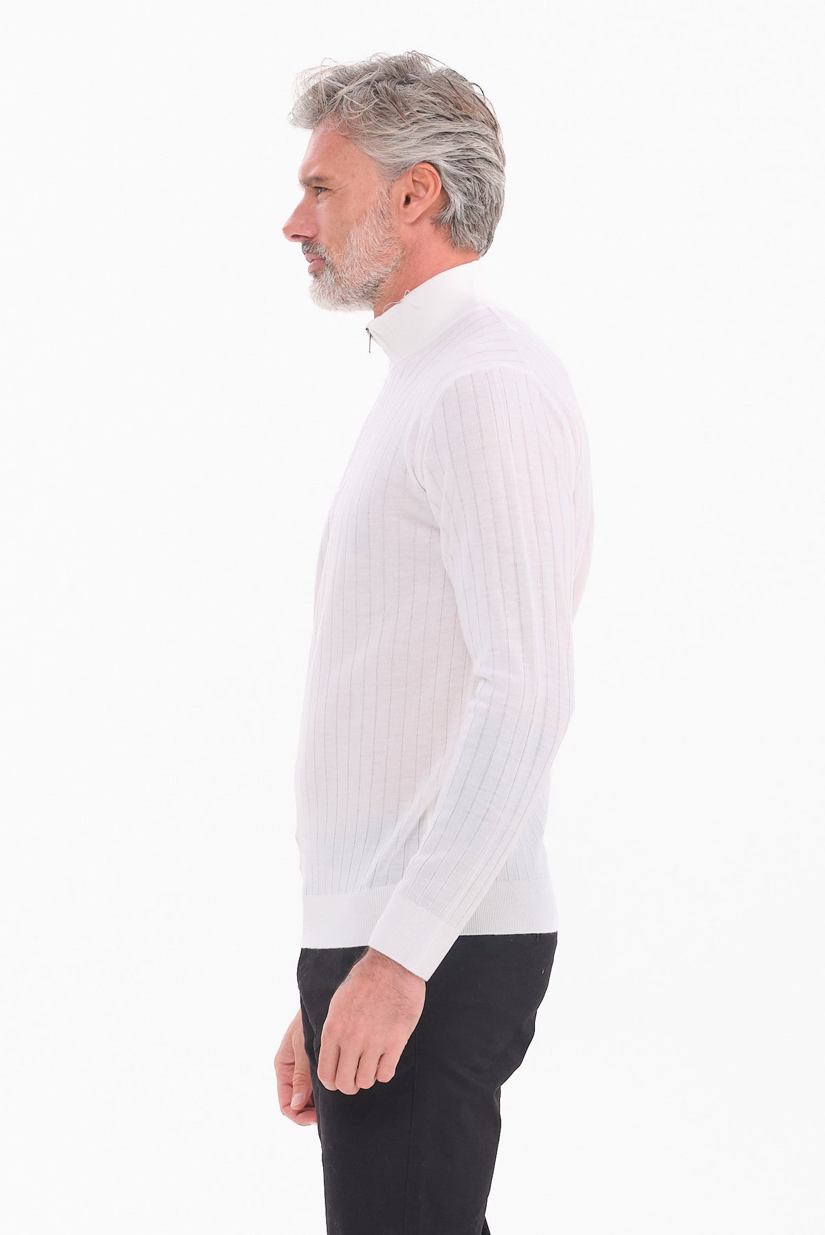 ΑΝΔΡΙΚΟ ΕΚΡΟΥ ΜΑΛΛΙΝΟ LUPETTO ZIP PORTOBELLO'S REGULAR FIT ΜΕ ΔΙΑΚΡΙΤΙΚΗ ΡΙΓΕ ΠΛΕΞΗ