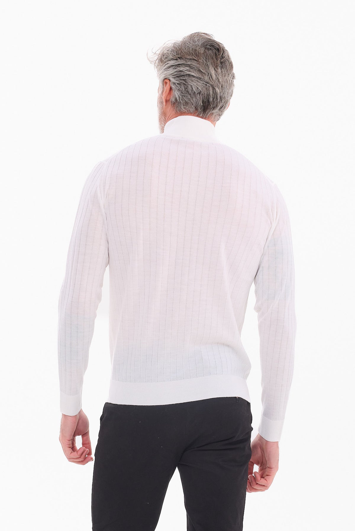 ΑΝΔΡΙΚΟ ΕΚΡΟΥ ΜΑΛΛΙΝΟ LUPETTO ZIP PORTOBELLO'S REGULAR FIT ΜΕ ΔΙΑΚΡΙΤΙΚΗ ΡΙΓΕ ΠΛΕΞΗ