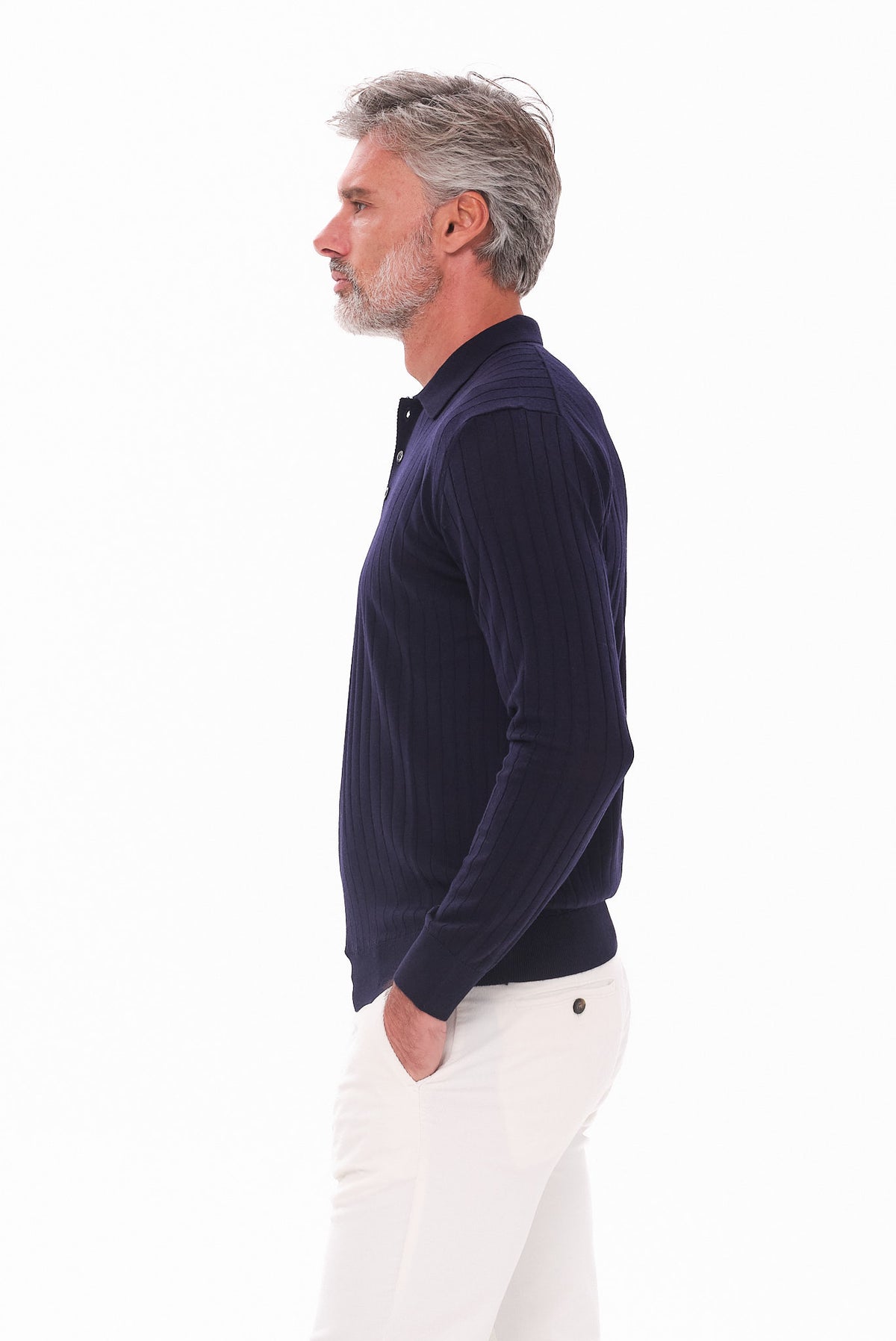 ΑΝΔΡΙΚΟ ΜΠΛΕ ΜΑΛΛΙΝΟ POLO ΜΑΚΡΥΜΑΝΙΚΟ PORTOBELLO'S REGULAR FIT