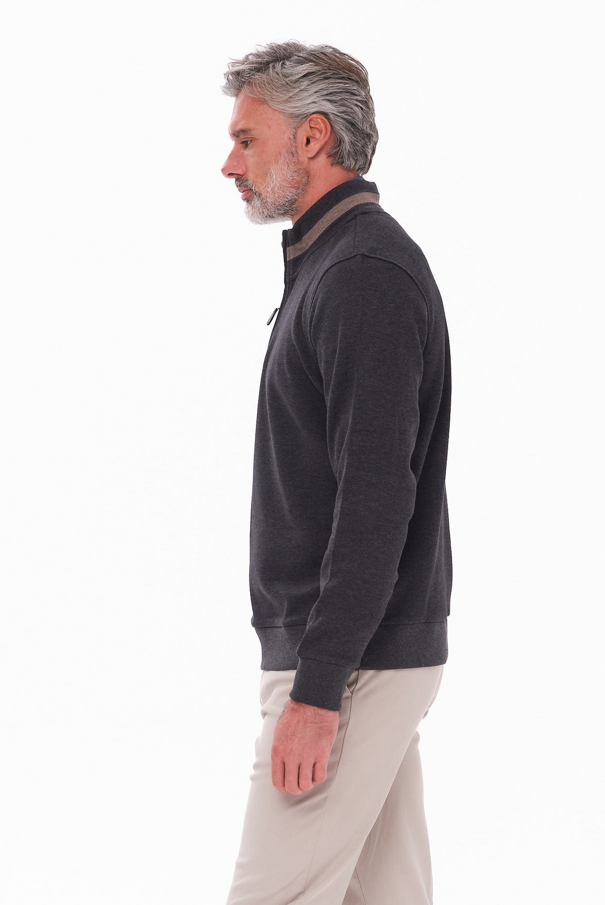 ΑΝΔΡΙΚΟ ΠΟΥΛΟΒΕΡ LUPETTO ZIP PORTOBELLO'S ΣΤΟ ΧΡΩΜΑ ΤΟΥ ΓΡΑΦΙΤΗ REGULAR FIT