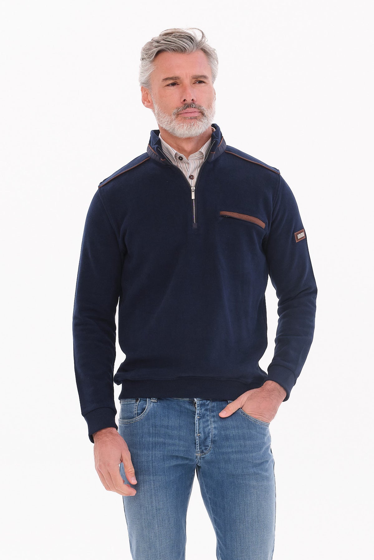 ΑΝΔΡΙΚΟ ΜΠΛΕ LUPETTO ZIP ΠΟΥΛΟΒΕΡ PORTOBELLO'S REGULAR FIT
