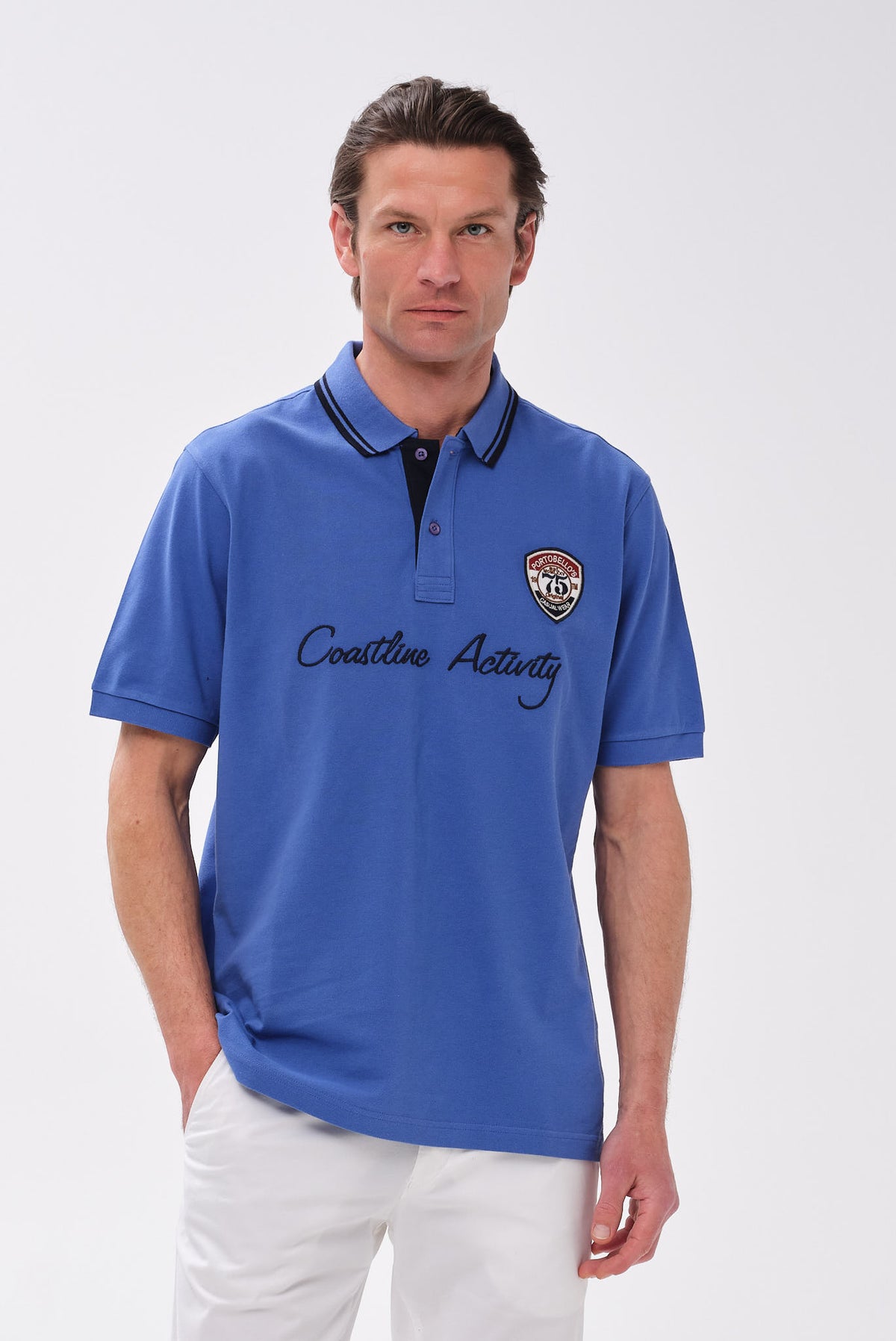 ΑΝΔΡΙΚΟ ΜΠΛΕ ΡΑΦΚΟΝΤΟΜΑΝΙΚΟ POLO ΜΕ ΣΤΑΜΠΑ PORTOBELLO'S REGULAR FIT