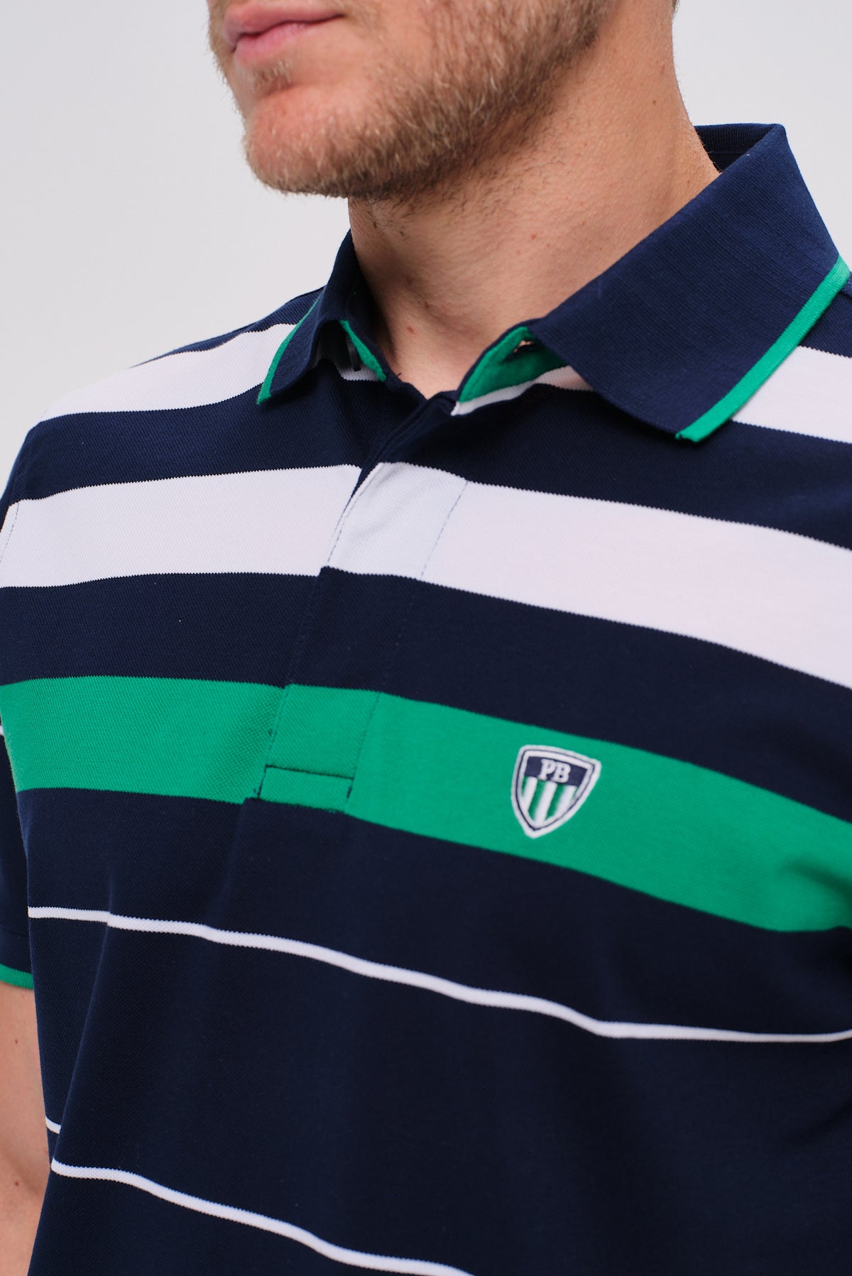 ΑΝΔΡΙΚΟ POLO ΚΟΝΤΟΜΑΝΙΚΟ ΜΠΛΕ ΠΡΑΣΙΝΟ PORTOBELLO'S ΜΕ ΚΑΘΕΤΕΣ ΡΙΓΕΣ