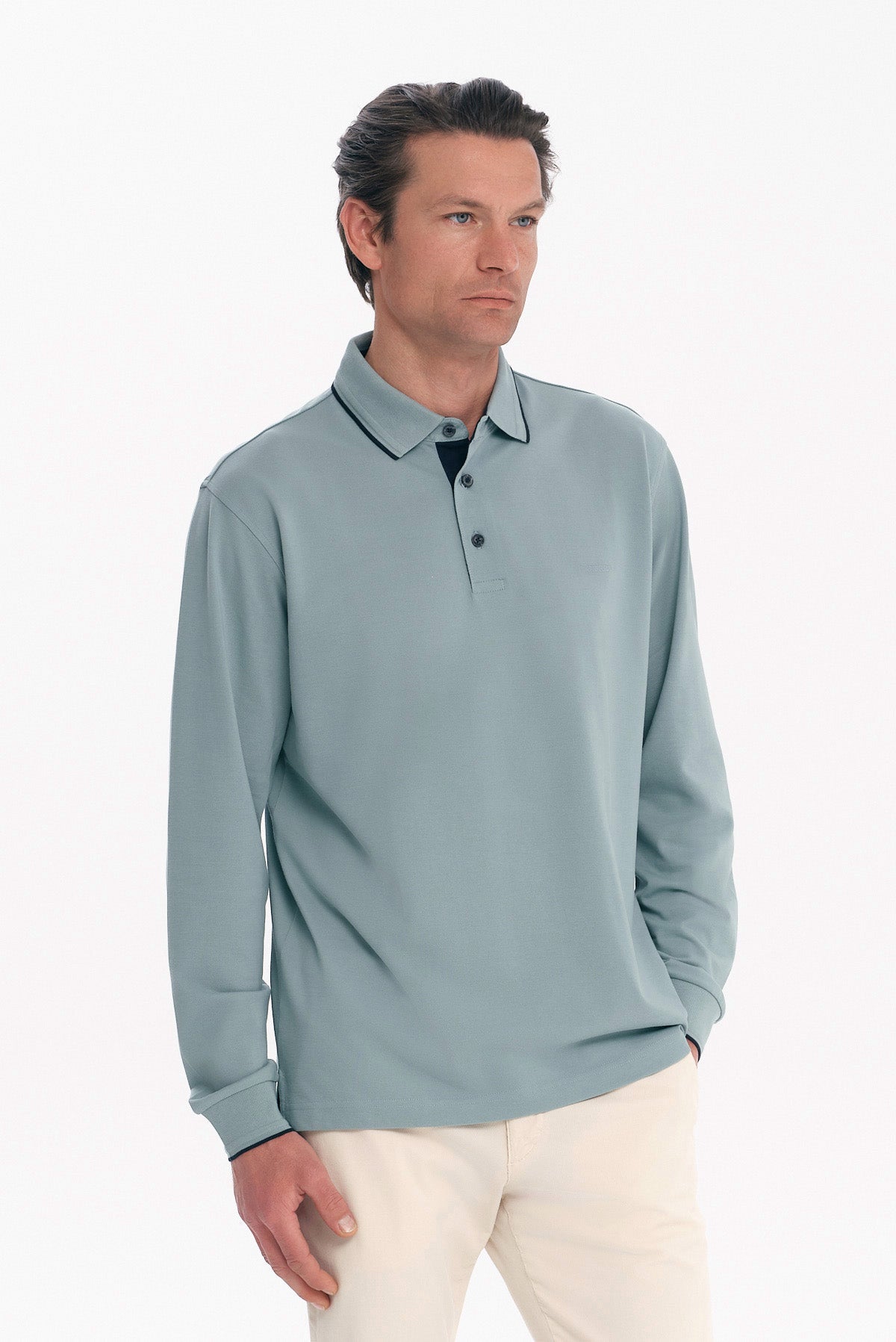 ΑΝΔΡΙΚΟ ΟΙΝΟΠΝΕΥΜΑΤΙ ΜΑΚΡΥΜΑΝΙΚΟ POLO REGULAR FIT COTTON PIMA PORTOBELLO'S