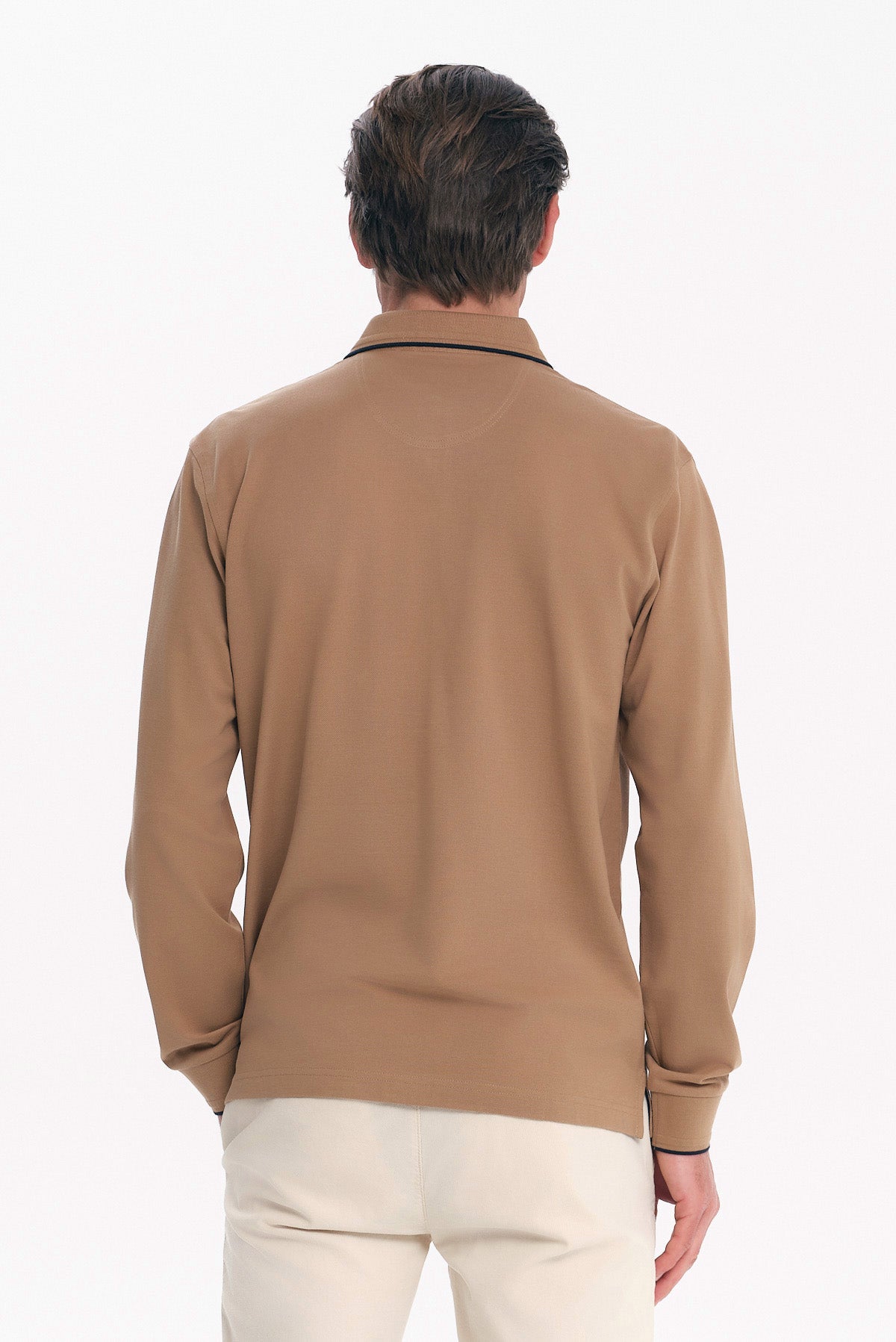 ΑΝΔΡΙΚΟ ΜΠΕΖ ΣΚΟΥΡΟ ΜΑΚΡΥΜΑΝΙΚΟ POLO REGULAR FIT COTTON PIMA PORTOBELLO'S