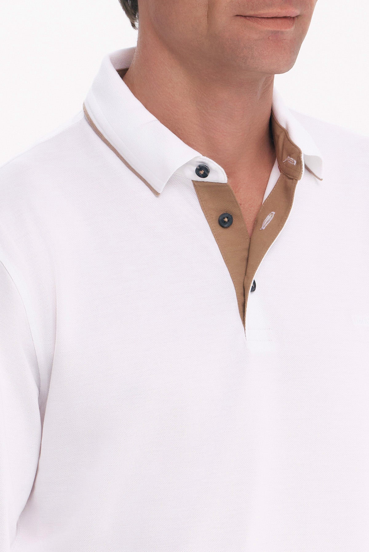 ΑΝΔΡΙΚΟ ΛΕΥΚΟ ΜΑΚΡΥΜΑΝΙΚΟ POLO REGULAR FIT COTTON PIMA PORTOBELLO'S