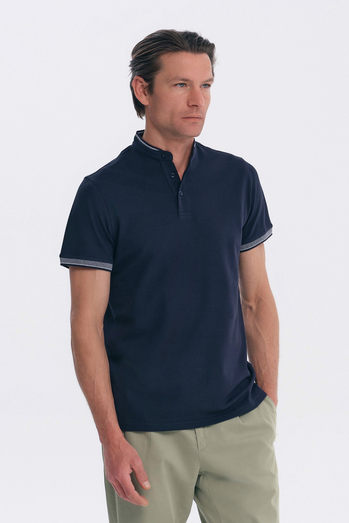 ΑΝΔΡΙΚΟ ΜΠΛΕ POLO REGULAR FIT PORTOBELLO'S MΕ ΜΑΟ ΓΙΑΚΑ