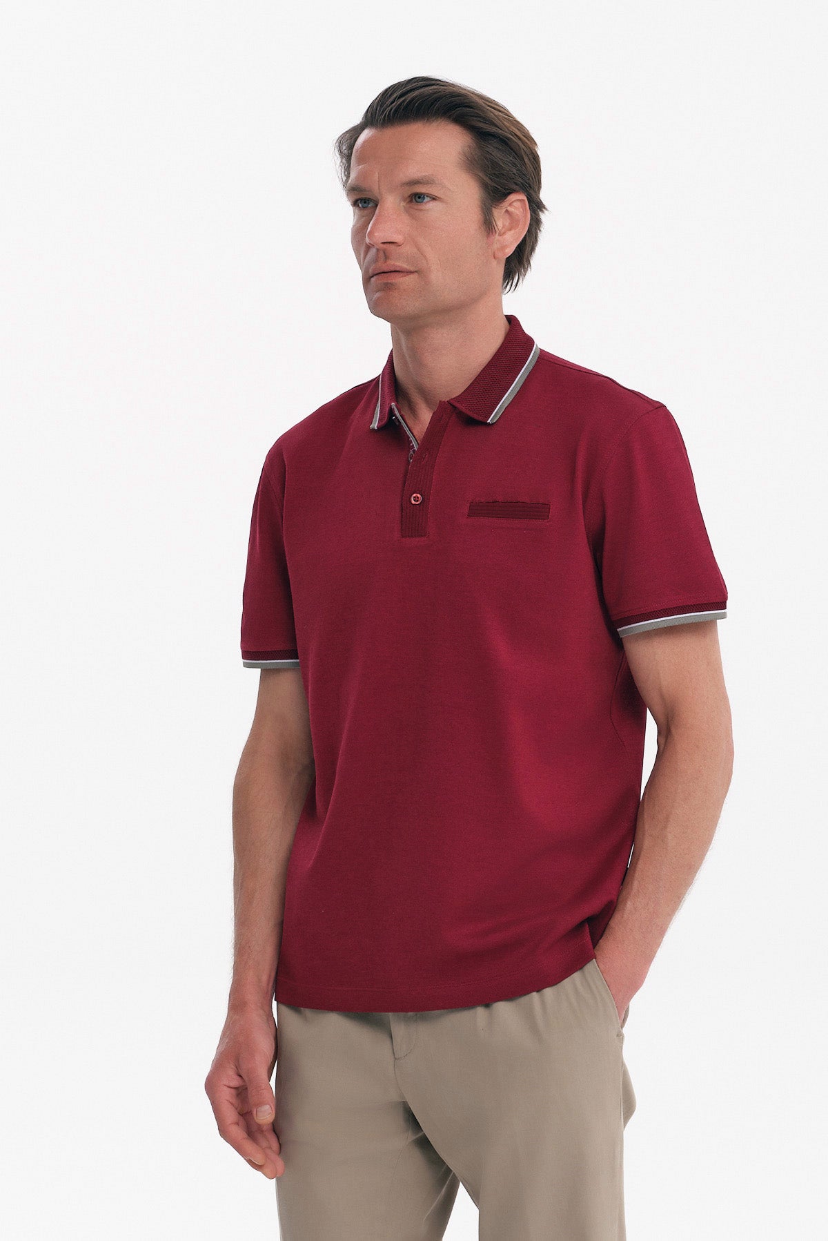 ΑΝΔΡΙΚΟ ΜΠΟΡΝΤΟ POLO MERCERISED REGULAR FIT PORTOBELLO'S ΜΕ ΛΕΠΤΟΜΕΡΕΙΕΣ