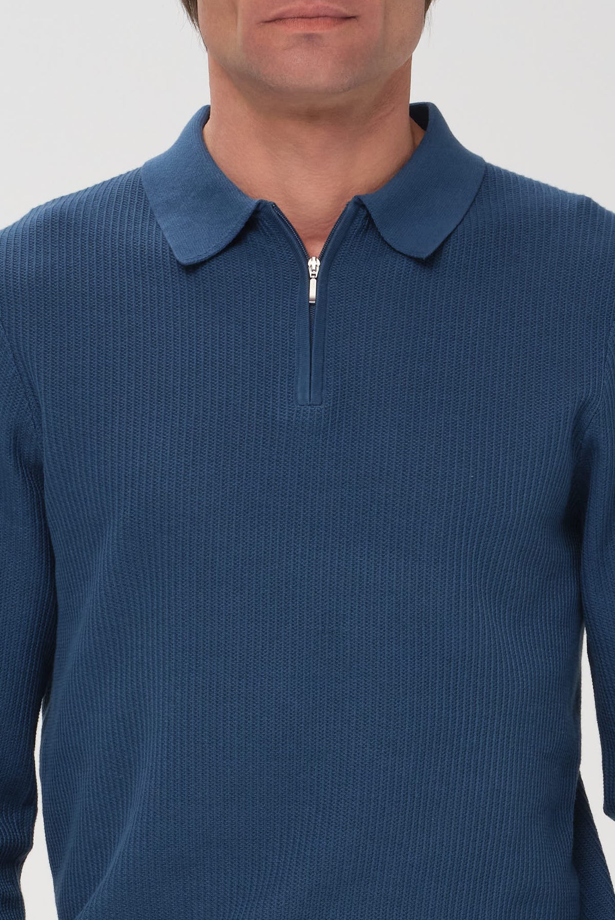 ΑΝΔΡΙΚΟ ΠΕΤΡΟΛ ΠΛΕΚΤΟ ΜΑΚΡΥΜΑΝΙΚΟ POLΟ ZIP PORTOBELLO'S REGULAR FIT