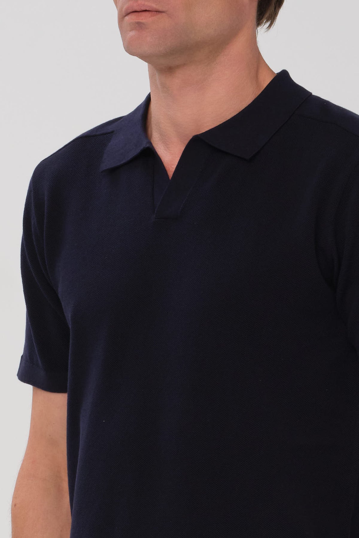 ΑΝΔΡΙΚΟ ΜΠΛΕ ΠΛΕΚΤΟ ΚΟΝΤΟΜΑΝΙΚΟ POLO PORTOBELLO'S ΜΕ NO BUTTON ΓΙΑΚΑ REGULAR FIT