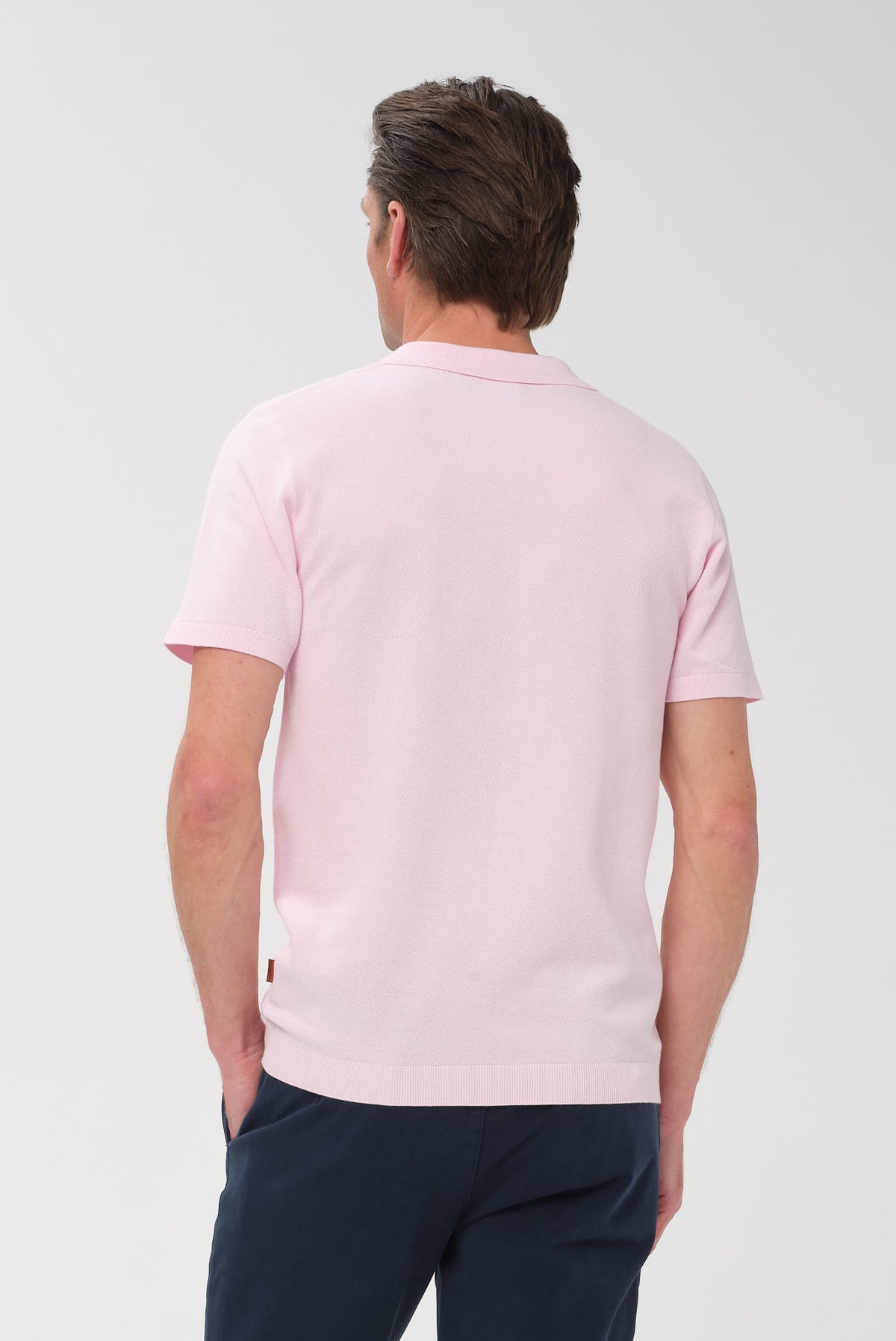 ΑΝΔΡΙΚΟ ΡΟΖ ΠΛΕΚΤΟ ΚΟΝΤΟΜΑΝΙΚΟ POLO PORTOBELLO'S ΜΕ NO BUTTON ΓΙΑΚΑ REGULAR FIT