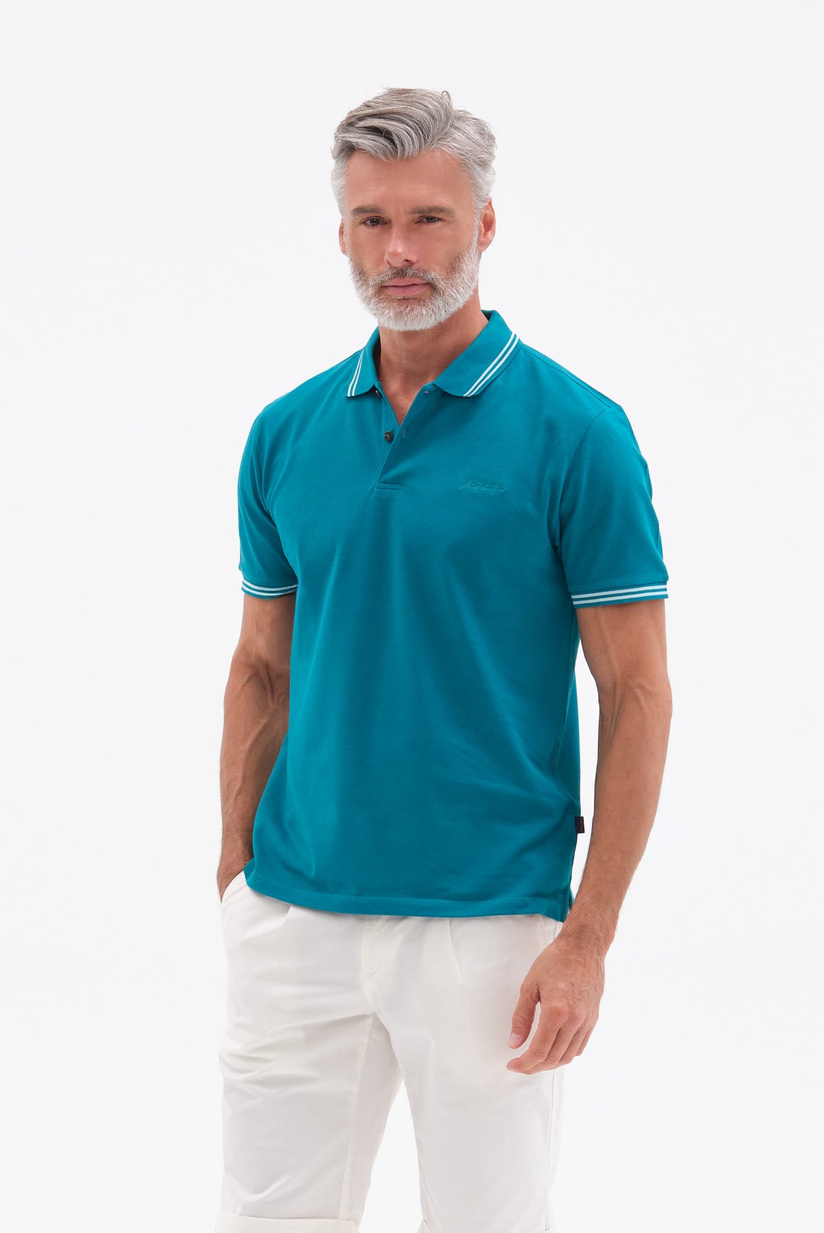 ΑΝΔΡΙΚΟ ΠΕΤΡΟΛ ΚΟΝΤΟΜΑΝΙΚΟ PIQUE POLO PORTOBELLO'S ΜΕ ΛΕΠΤΟΜΕΡΕΙΕΣ ΣΤΟΝ ΓΙΑΚΑ ΚΑΙ ΣΤΑ ΜΑΝΙΚΙΑ REGULAR FIT