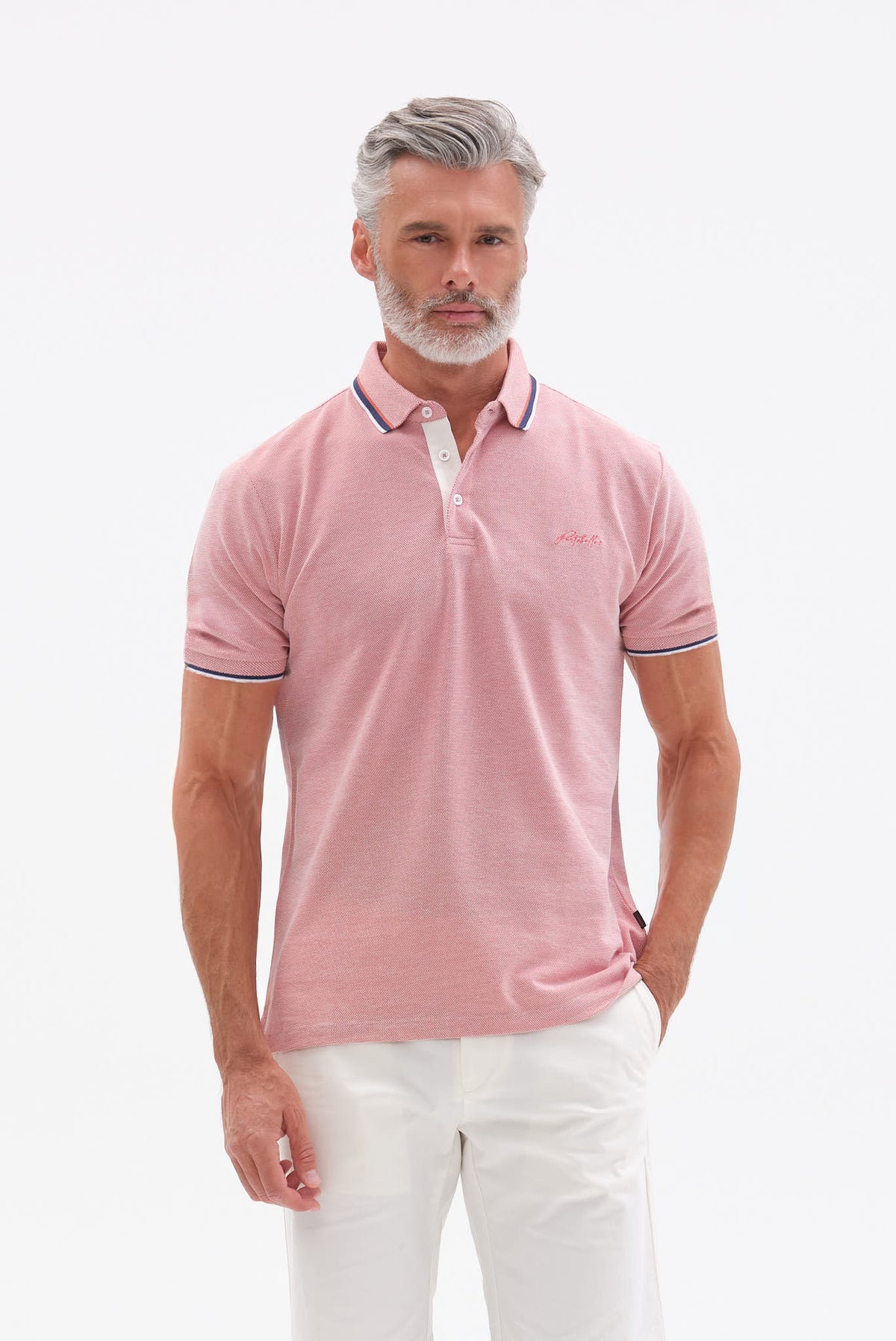 ΑΝΔΡΙΚΟ ΚΟΝΤΟΜΑΝΙΚΟ POLO PORTOBELLO'S ΜΕ ΛΕΠΤΟΜΕΡΕΙΕΣ ΣΤΟΝ ΓΙΑΚΑ ΚΑΙ ΣΤΑ ΜΑΝΙΚΙΑ REGULAR FIT