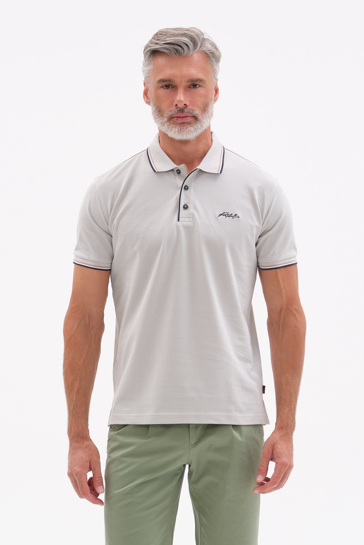 ΑΝΔΡΙΚΟ ΓΚΡΙ ΑΝΟΙΧΤΟ ΚΟΝΤΟΜΑΝΙΚΟ POLO PORTOBELLO'S ΜΕ BIO SILKY FINISH REGULAR FIT