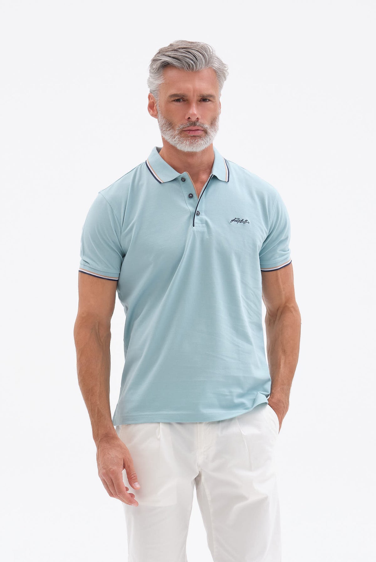 ΑΝΔΡΙΚΟ ΚΟΝΤΟΜΑΝΙΚΟ POLO ΣΕ ΧΡΩΜΑ ΜΕΝΤΑΣ PORTOBELLO'S ΜΕ BIO SILKY FINISH REGULAR FIT