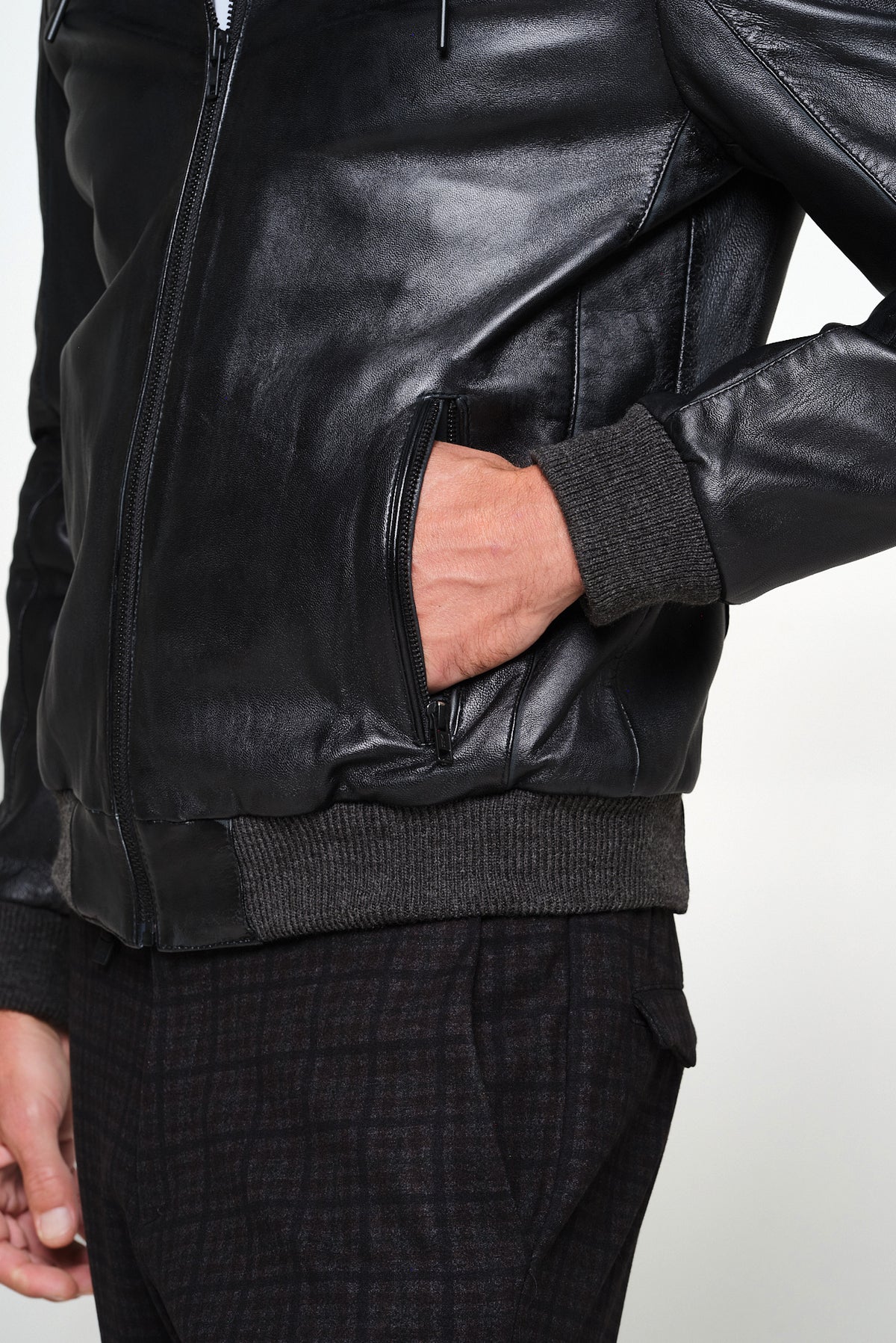 ΑΝΔΡΙΚΟ ΜΑΥΡΟ ΔΕΡΜΑΤΙΝΟ JACKET LES GENT'S