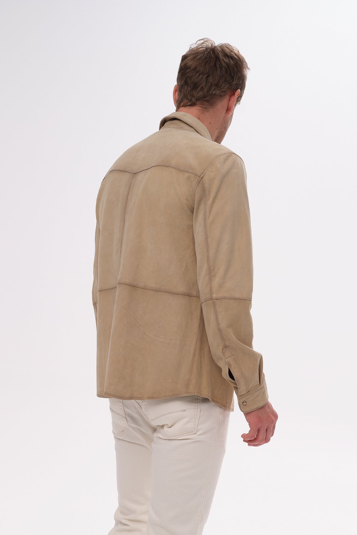 ΑΝΔΡΙΚΟ SUEDE OVERSHIRT PORTOBELLO'S ΣΕ ΜΠΕΖ ΑΝΟΙΚΤΗ ΑΠΟΧΡΩΣΗ
